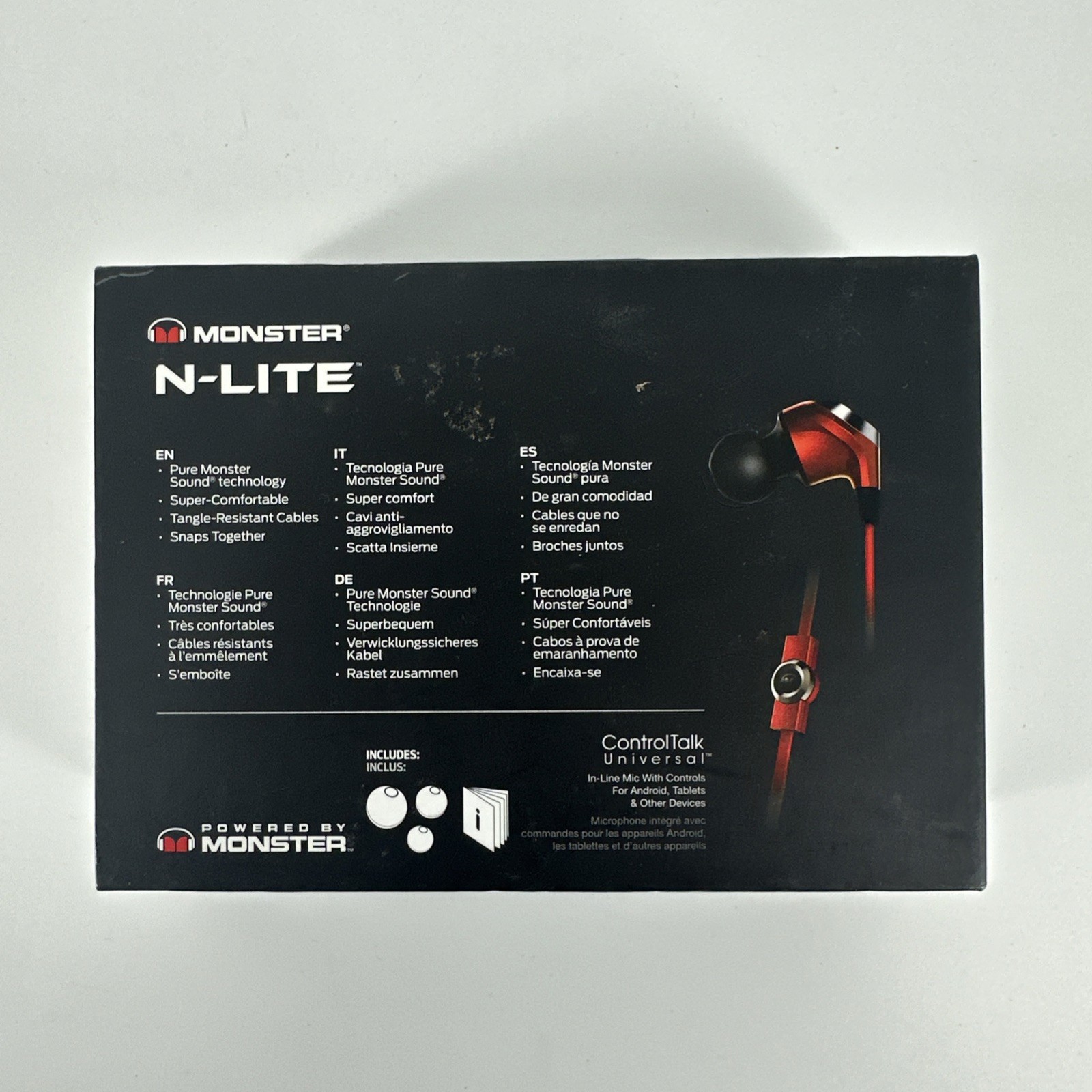 Monster N-LITE High-Performance In-Ear Headphones Wired with Mic Candy Apple Red