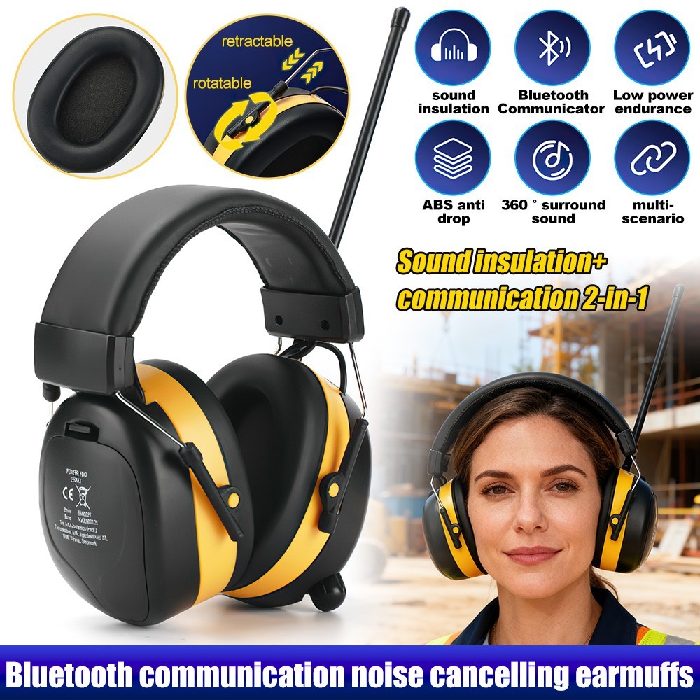 FM Radio Headphones with Digital Display, 30Db FM Hearing Protection Safety