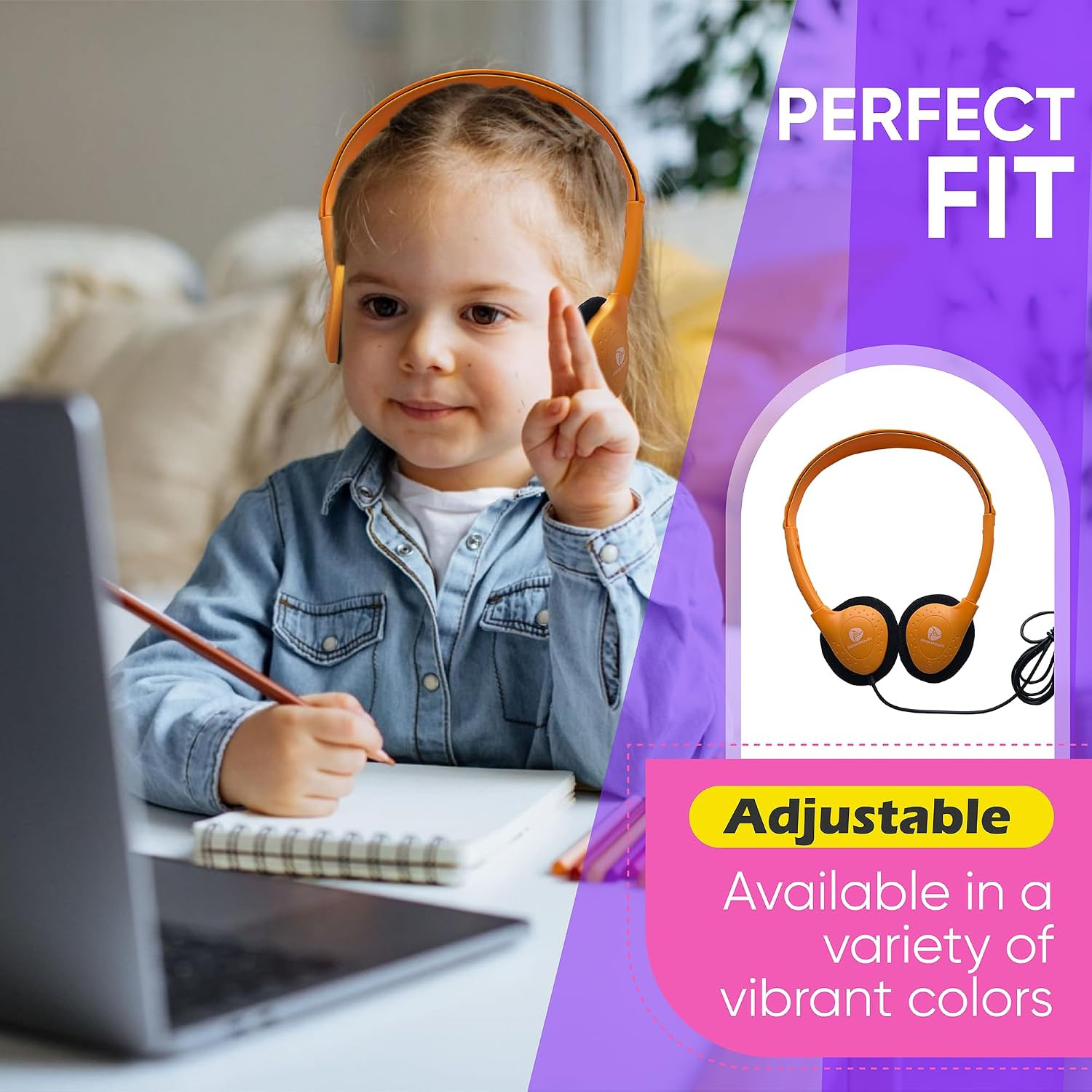 5 Pack Bulk Wired Headphones, on Ear with 3.5Mm Jack, 4Ft Tangle Free Cable