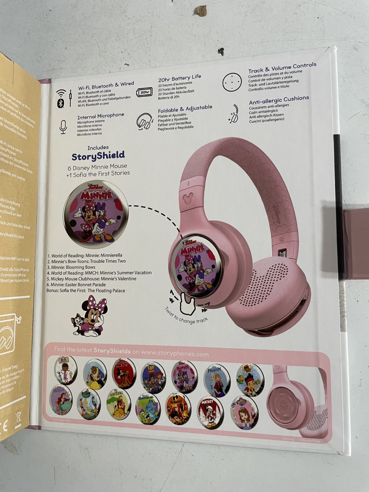 Disney Story Phones Storytelling Headphones for Kids w/ 1 Story Shield Pink