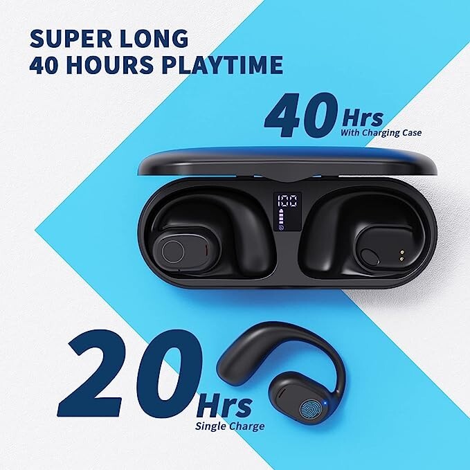 New SP05 Open Ear Bluetooth Headphones Earbuds, 40 Hours, Bluetooth 5.3