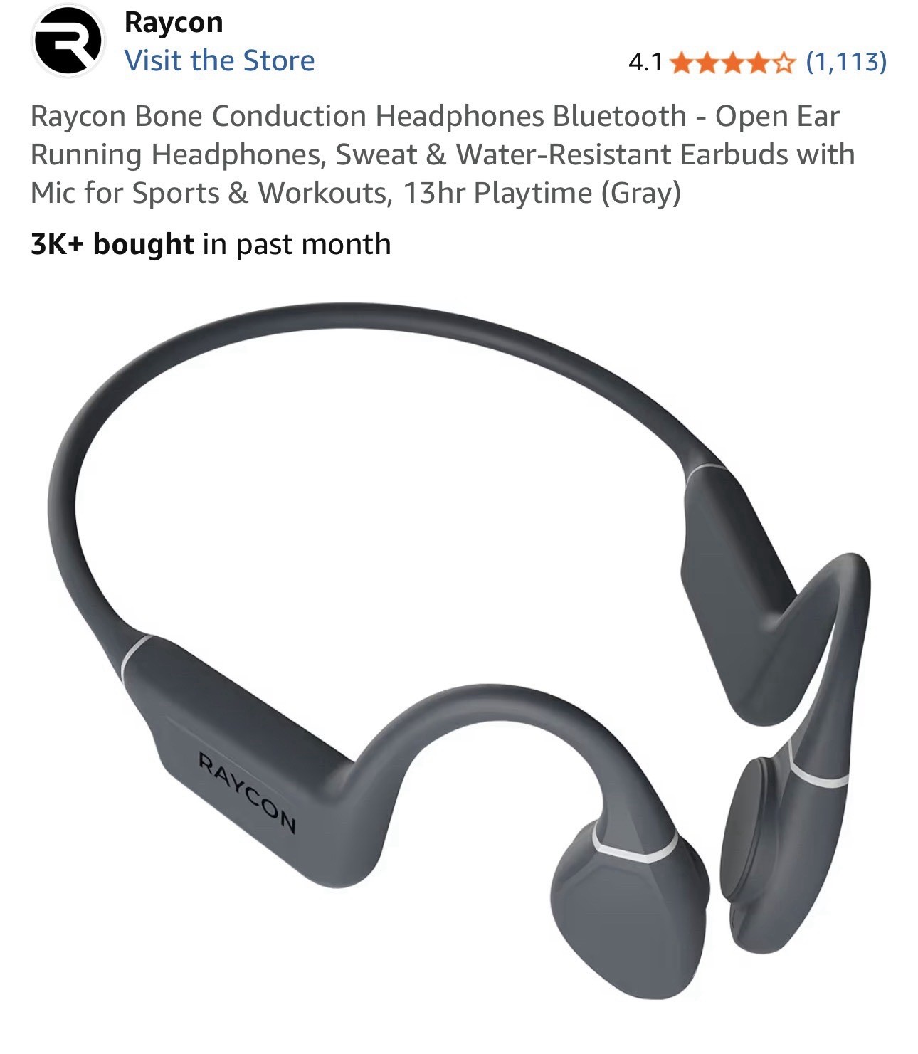 Raycon Bone Conduction Headphones Bluetooth Open Ear Running Headphones