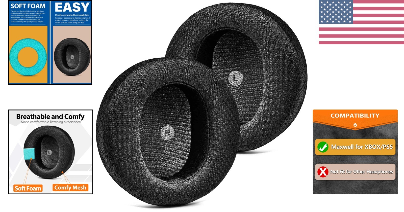 Soft Memory Foam Ear Cushions for Audeze Maxwell – Thicker Padding & Breathable