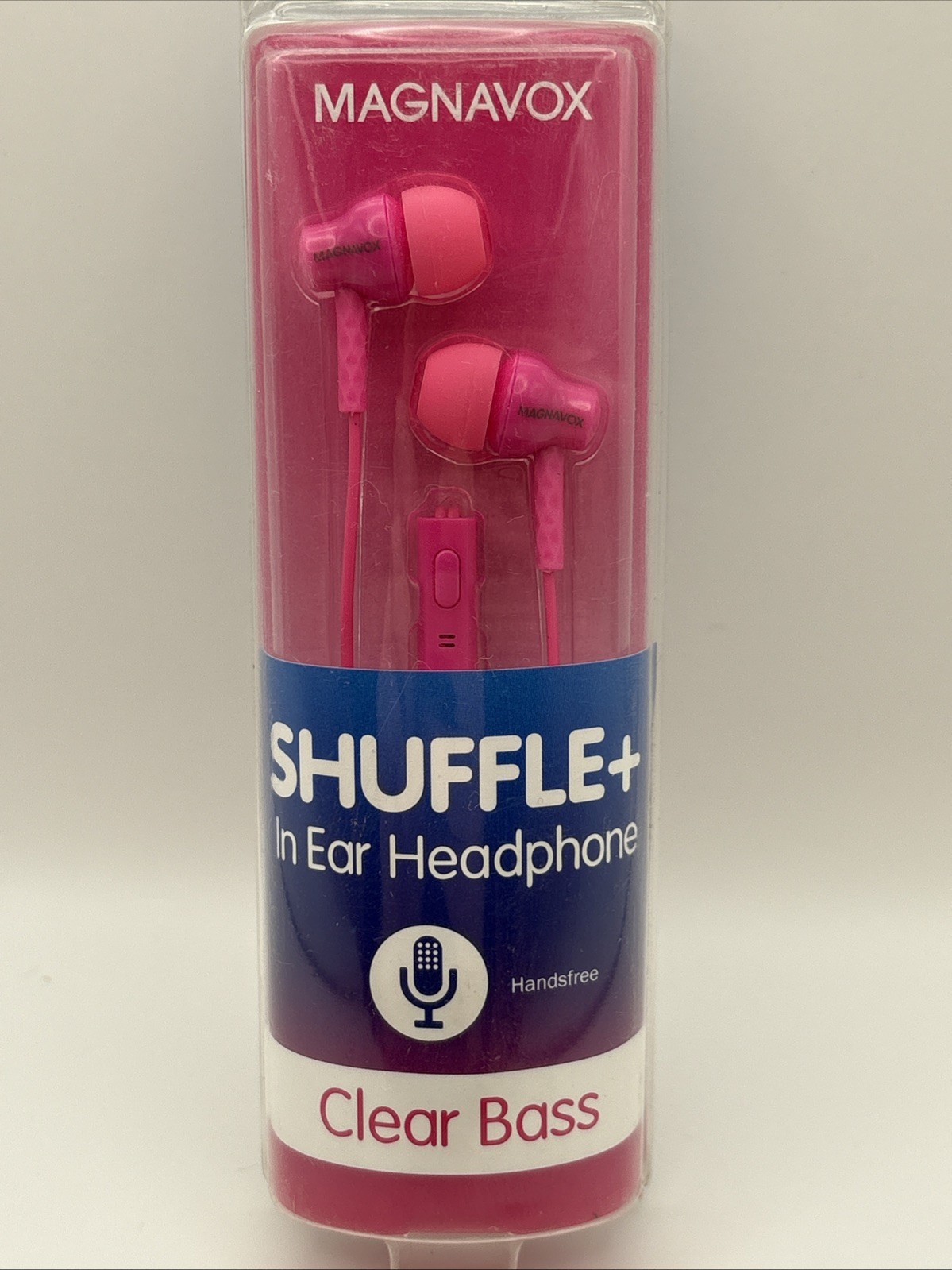 Magnavox Shuffle + In Ear Headphones w/ Handsfree Mic & Music Control – Pink