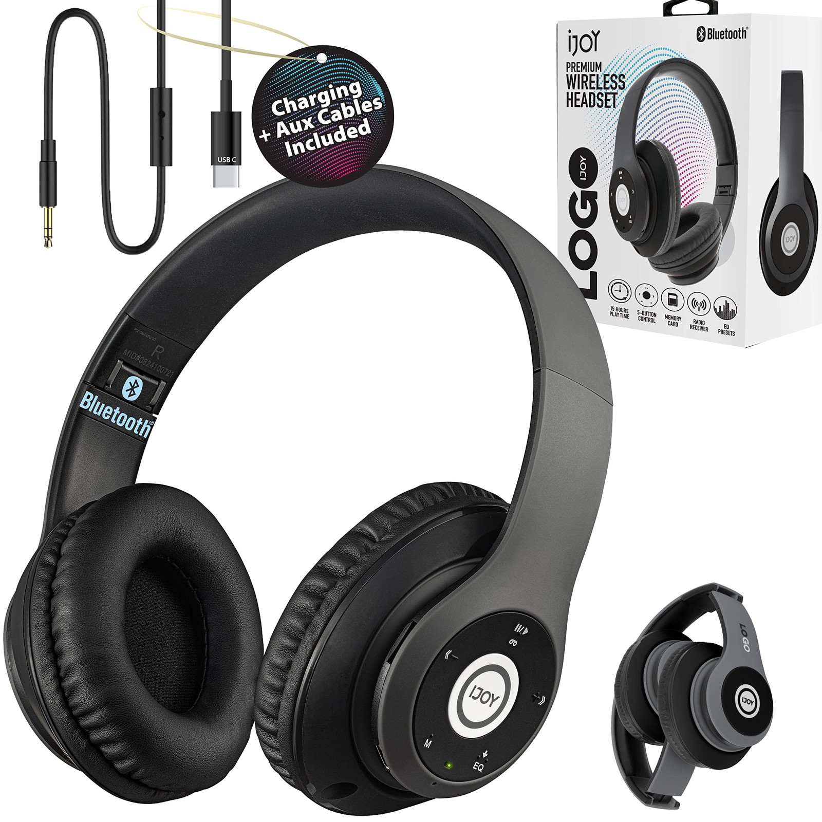 Bluetooth OverEar Headphones, Wireless/Wired, Foldable with Microphone