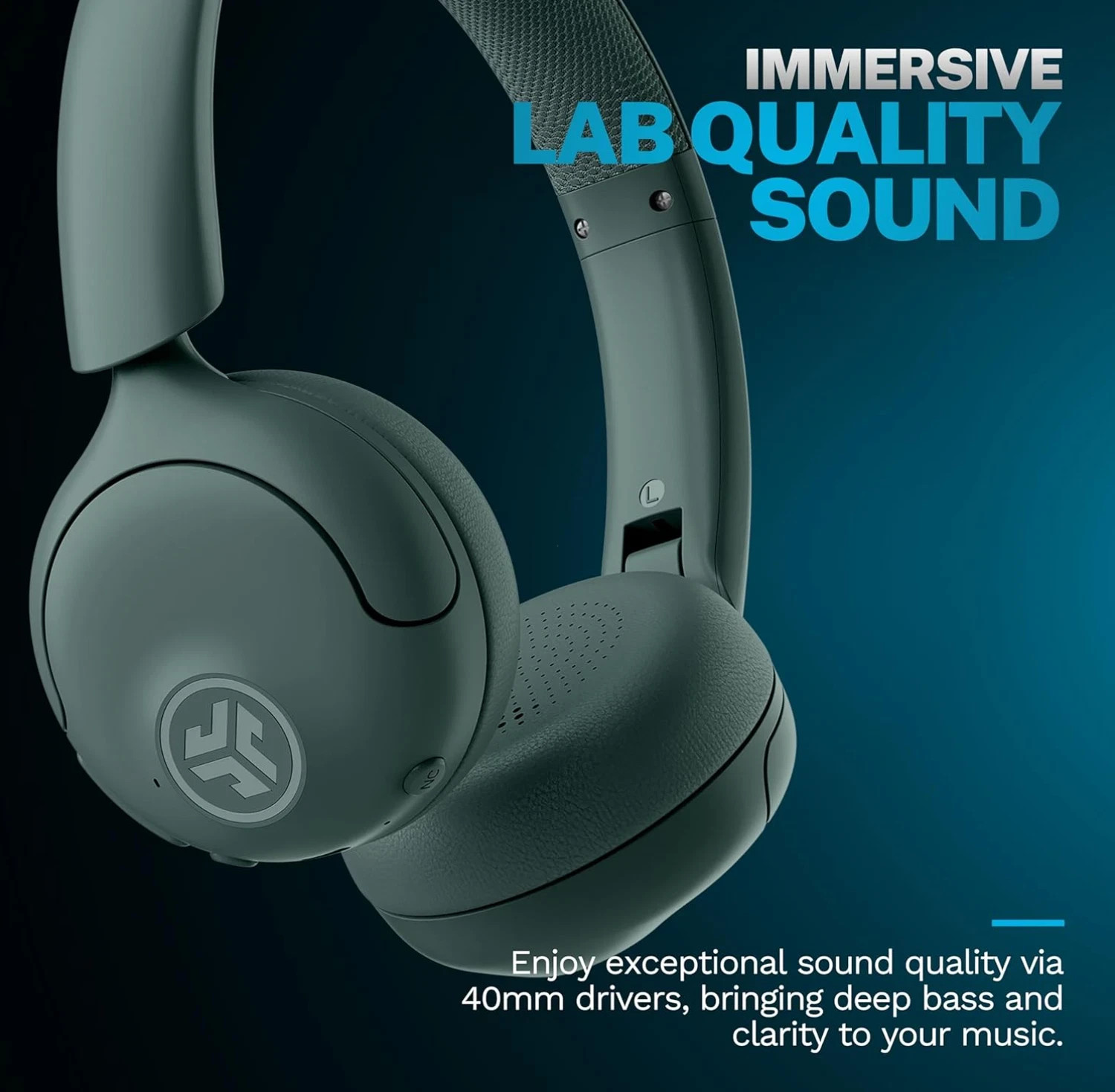 JLab Go Lux ANC Wireless Headphones Hybrid ANC Premium On-Ear Headset Sage