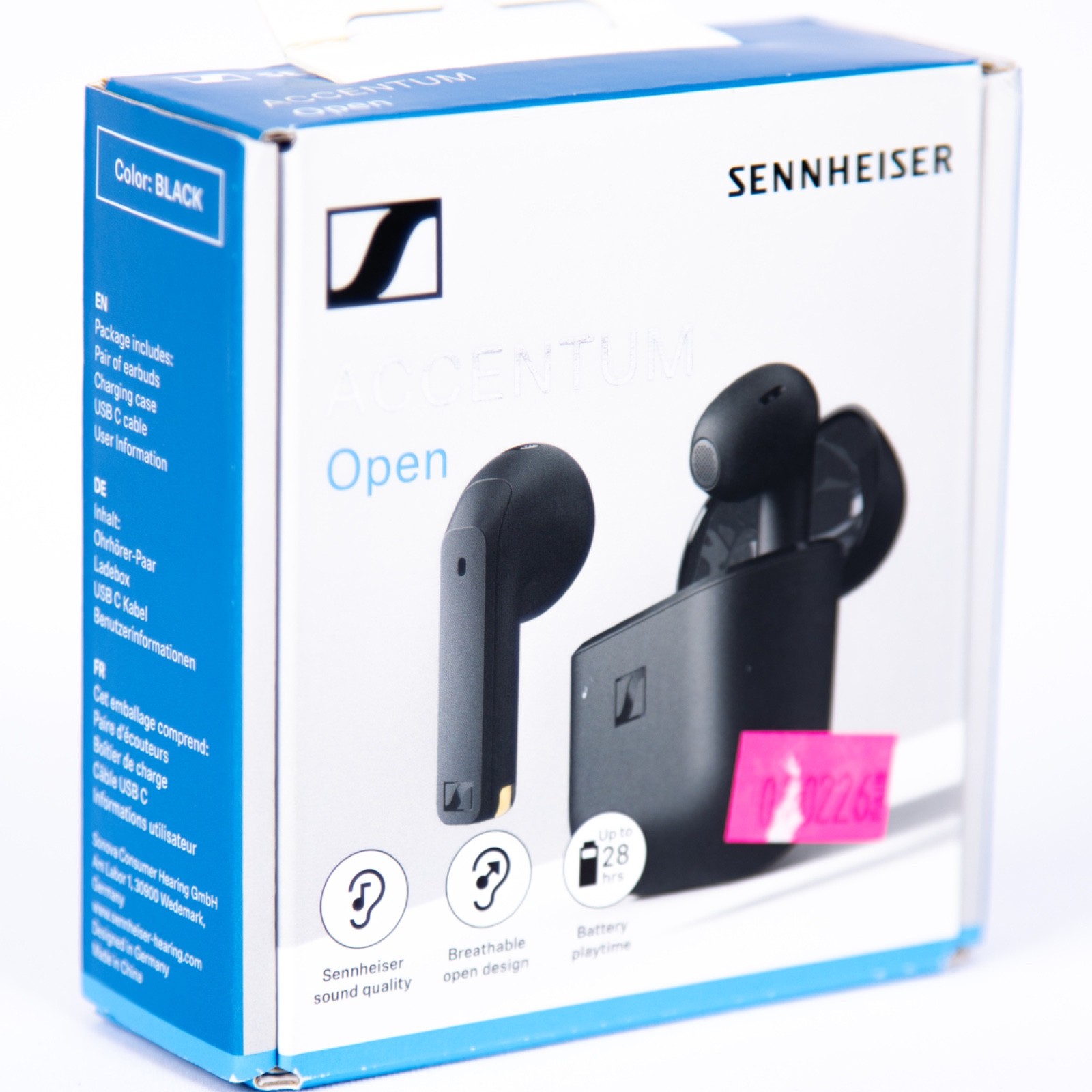Sennheiser ACCENTUM Open Wireless Bluetooth Earbuds – Black – Open Box
