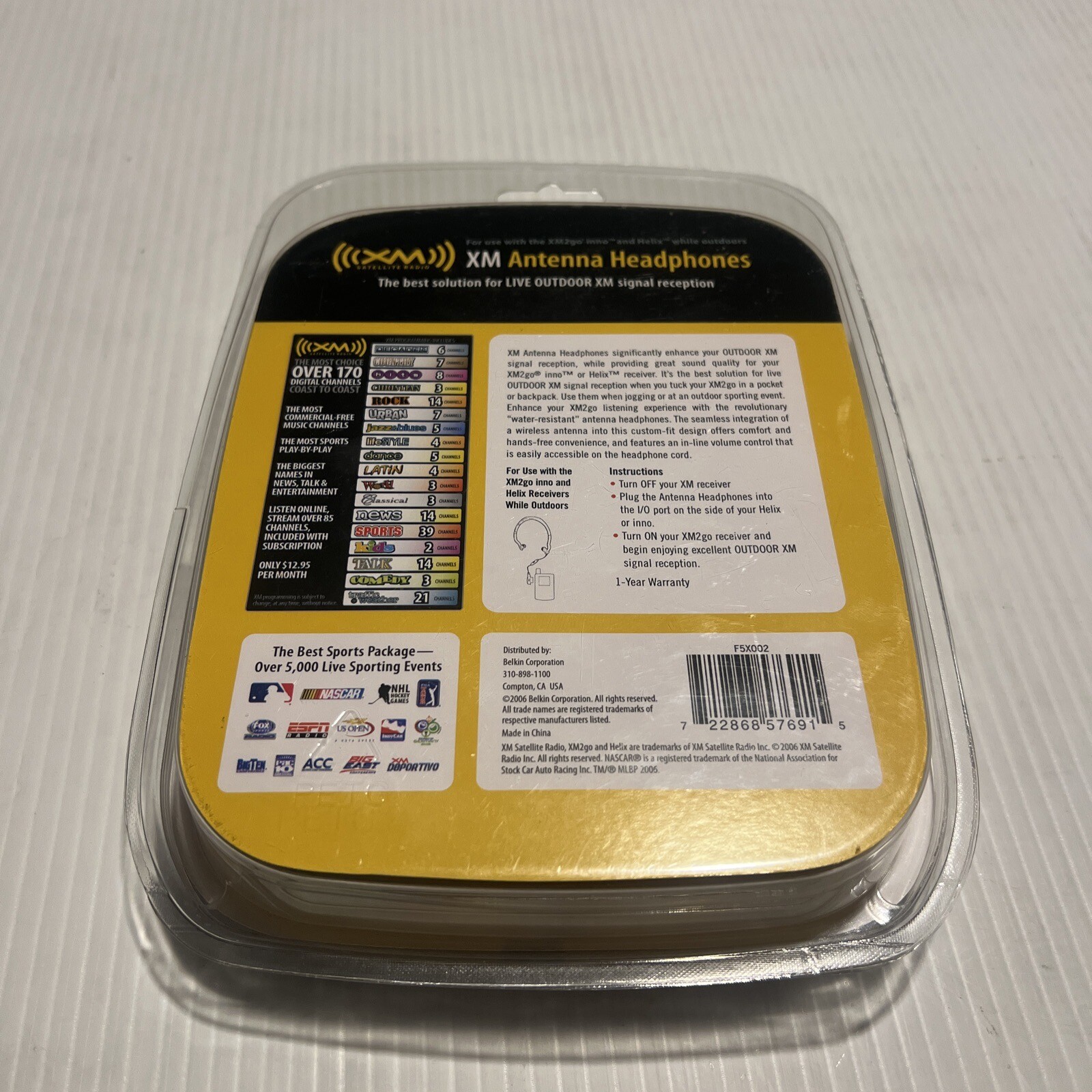 NEW Belkin XM Radio Antenna Headphones for Xm2Go INNO & Helix Receivers – Sealed