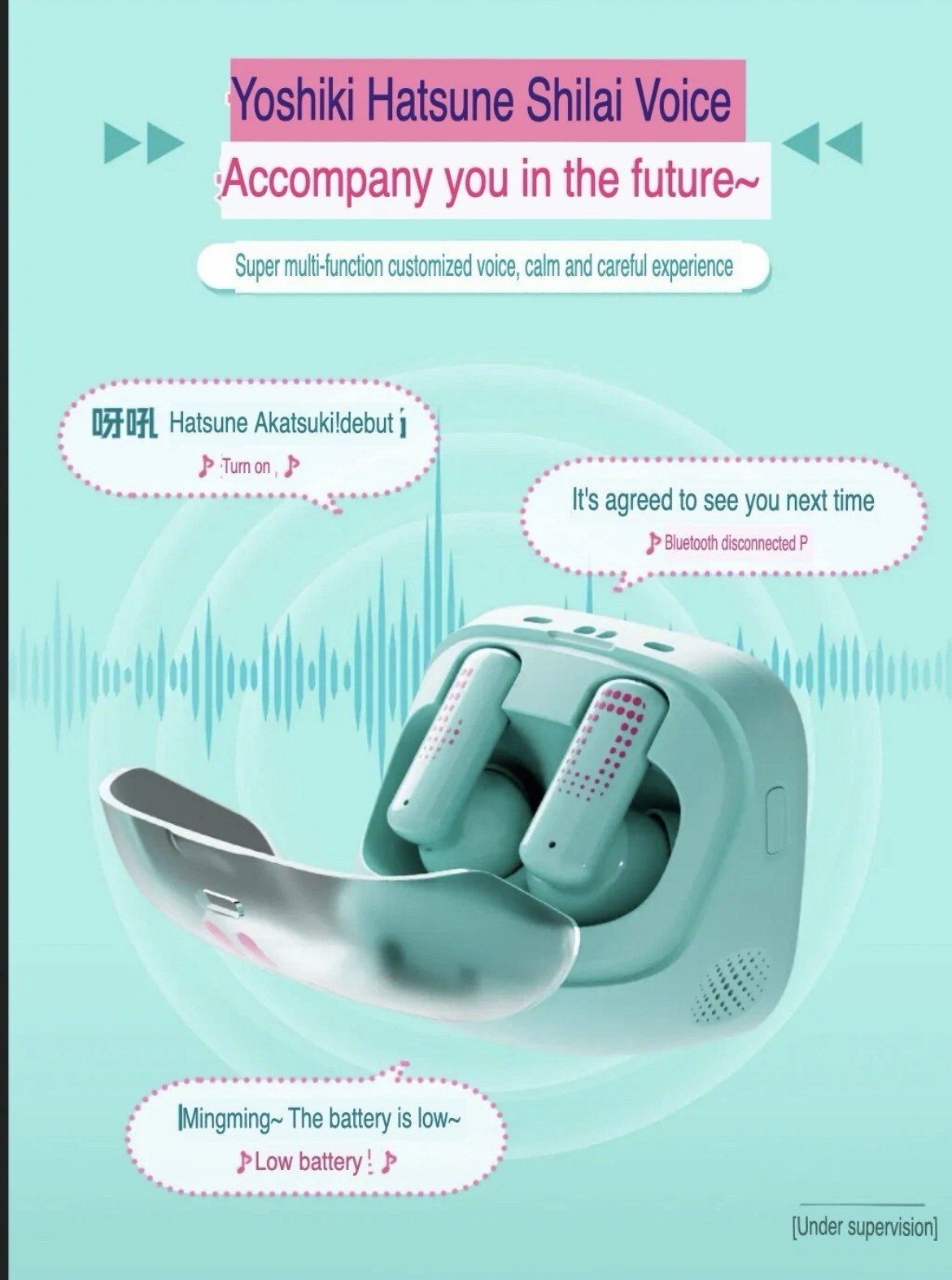 Anime Miku LCD BT Headphones Touch Screen iPhone Android