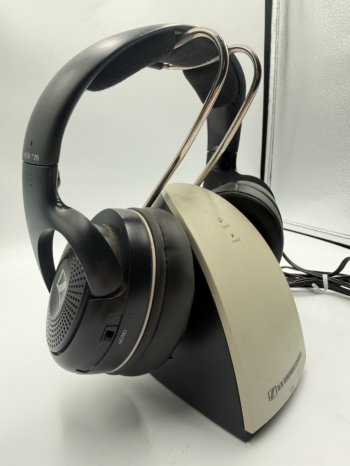 Sennheiser HDR120 Wireless Headphones Tested Working w/ Stand + New Ear Cushions