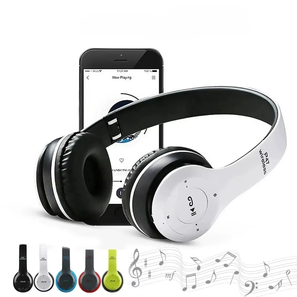 P47 Wireless Headphones Bluetooth 5.0 Earphones Foldable HIFI Stereo Bass for Mu