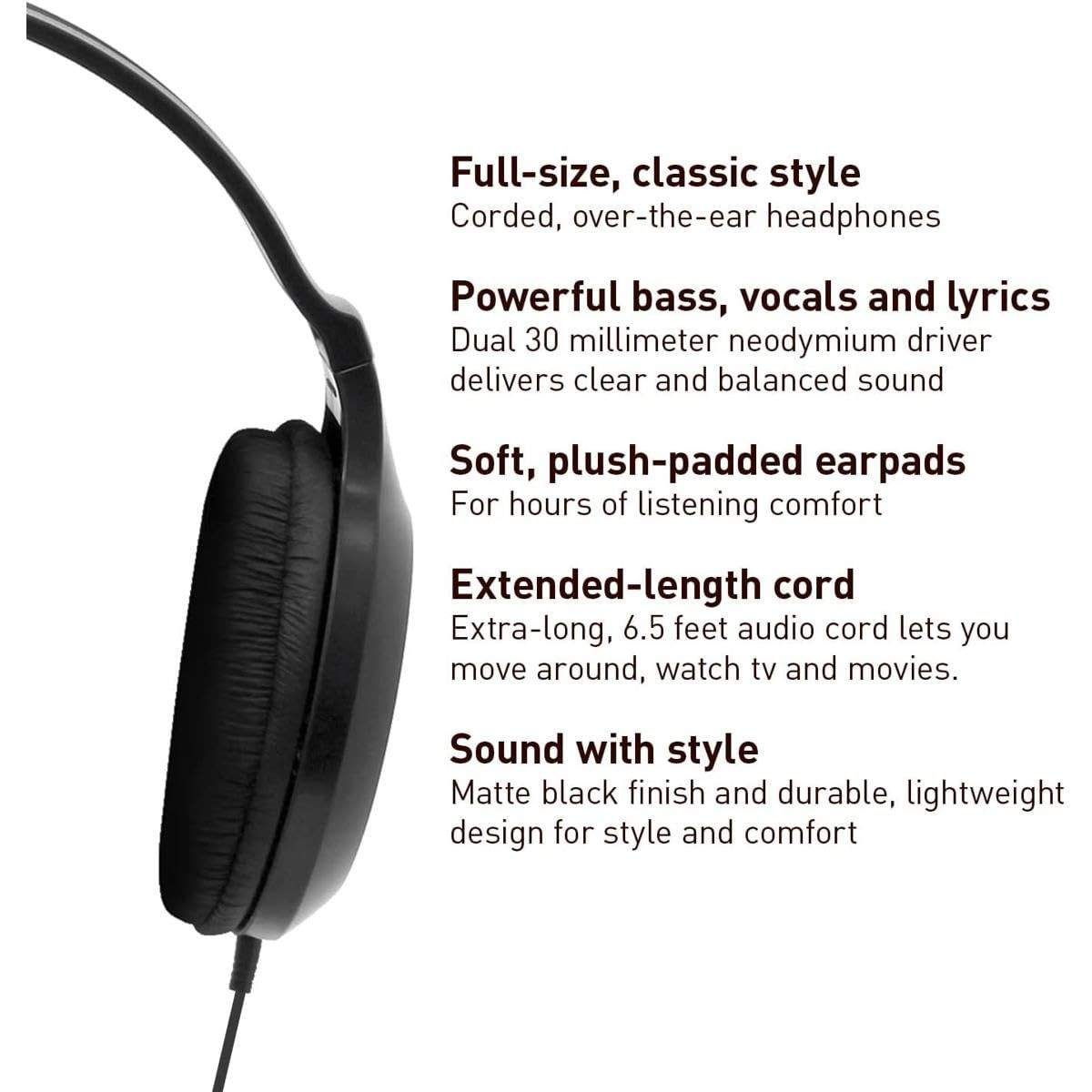 Panasonic Headphones, Lightweight Over the Ear Wired Headphones with Clear Sound