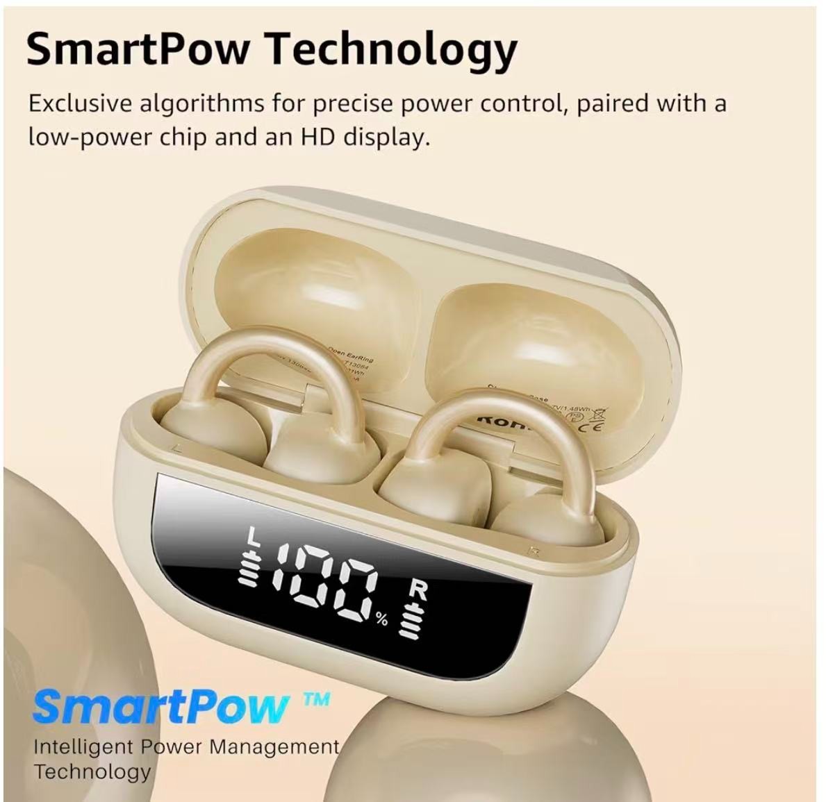 OpenEarRing True Open Ear Earbuds, Lightweight Comfort Open Ear Clip Wireless Ea