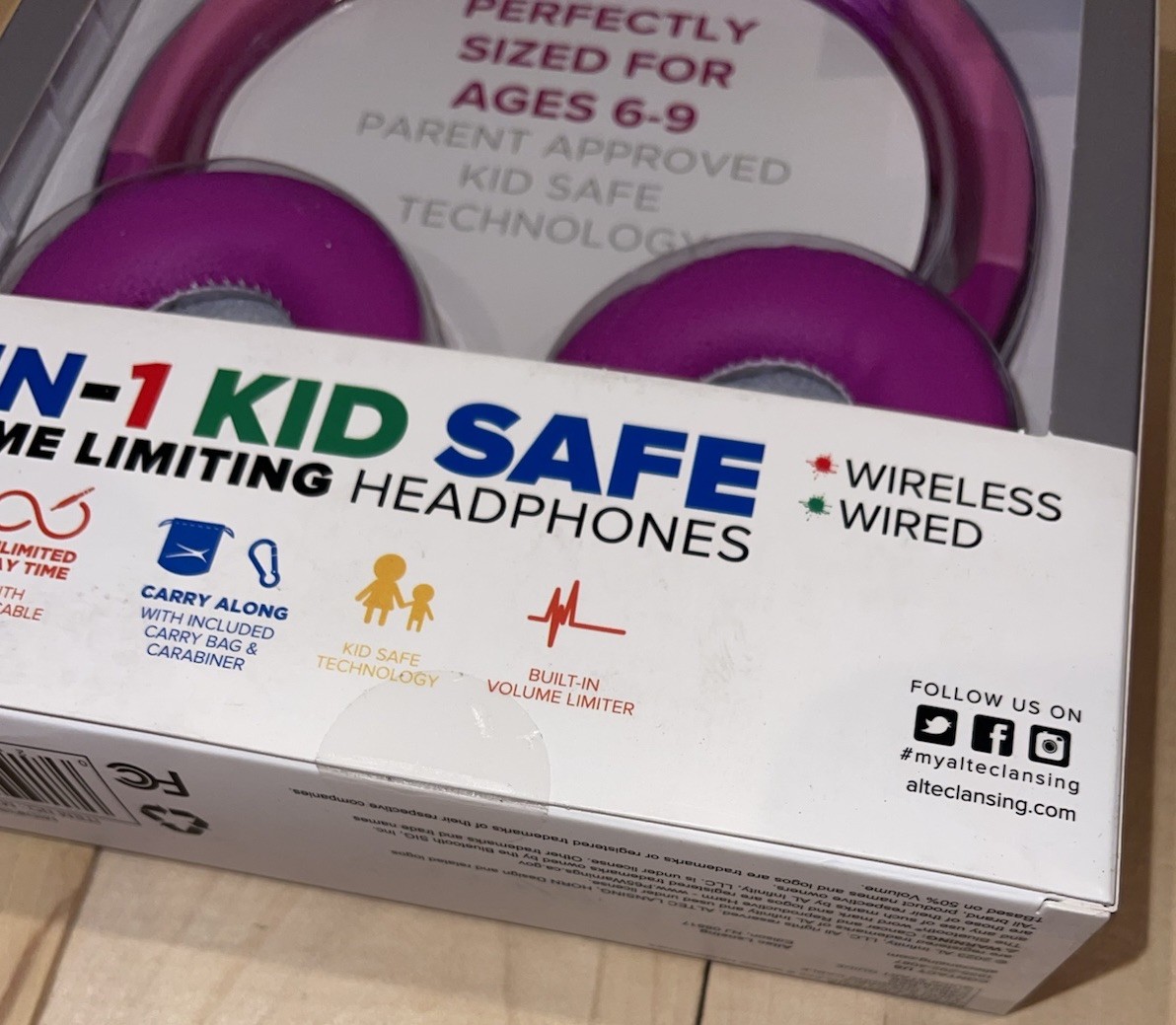 NEW Altec Lansing 2-in-1 KID SAFE Headphones Bluetooth or Wired 3.5 mm Jack