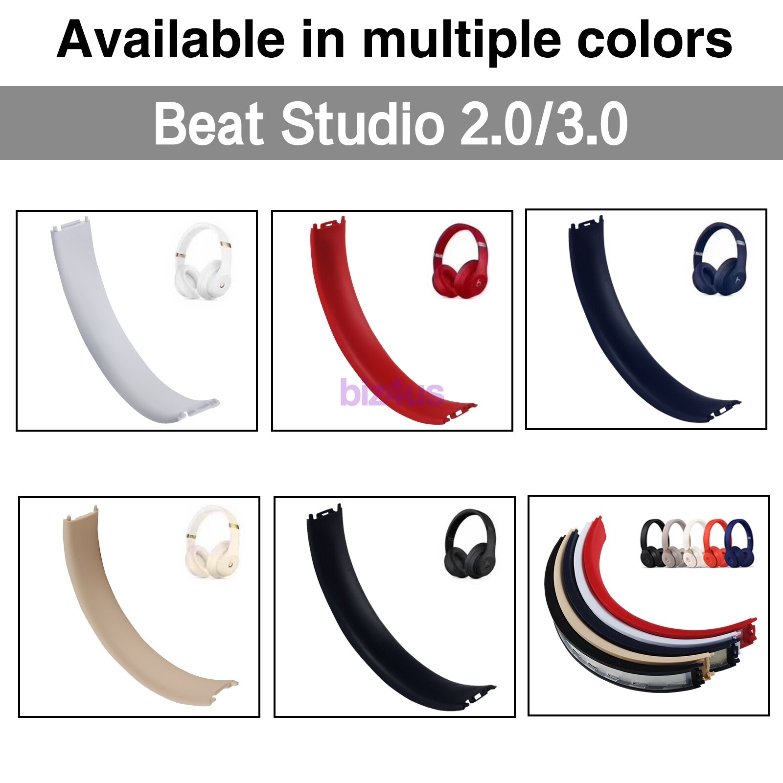 New Headband Rubber Cushion for Beats by Dre Studio 2.0 3.0 Wireless Headphones