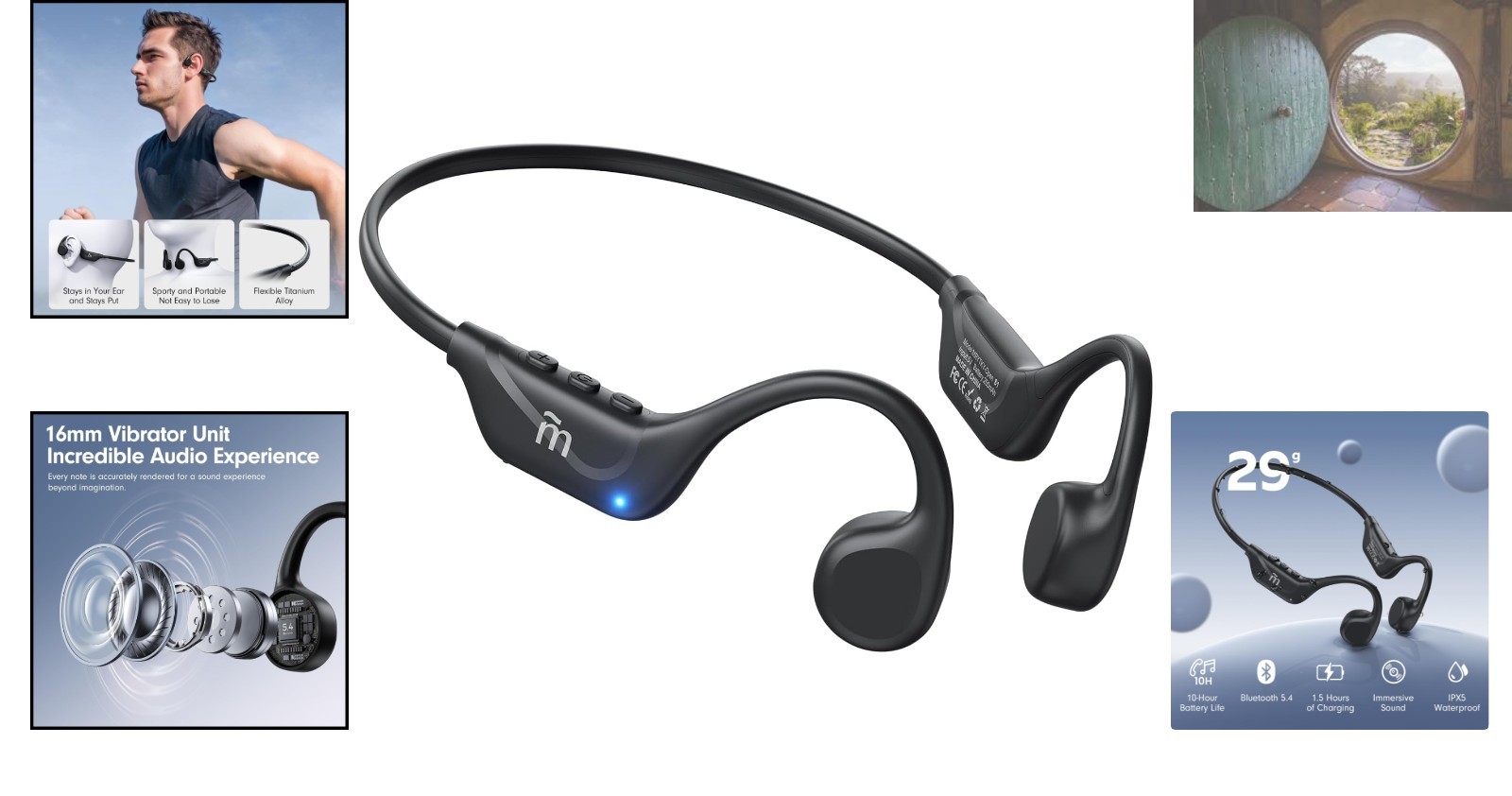 Wireless Bone Conduction Headphones – Comfortable Open Ear & 10 Hours of Battery