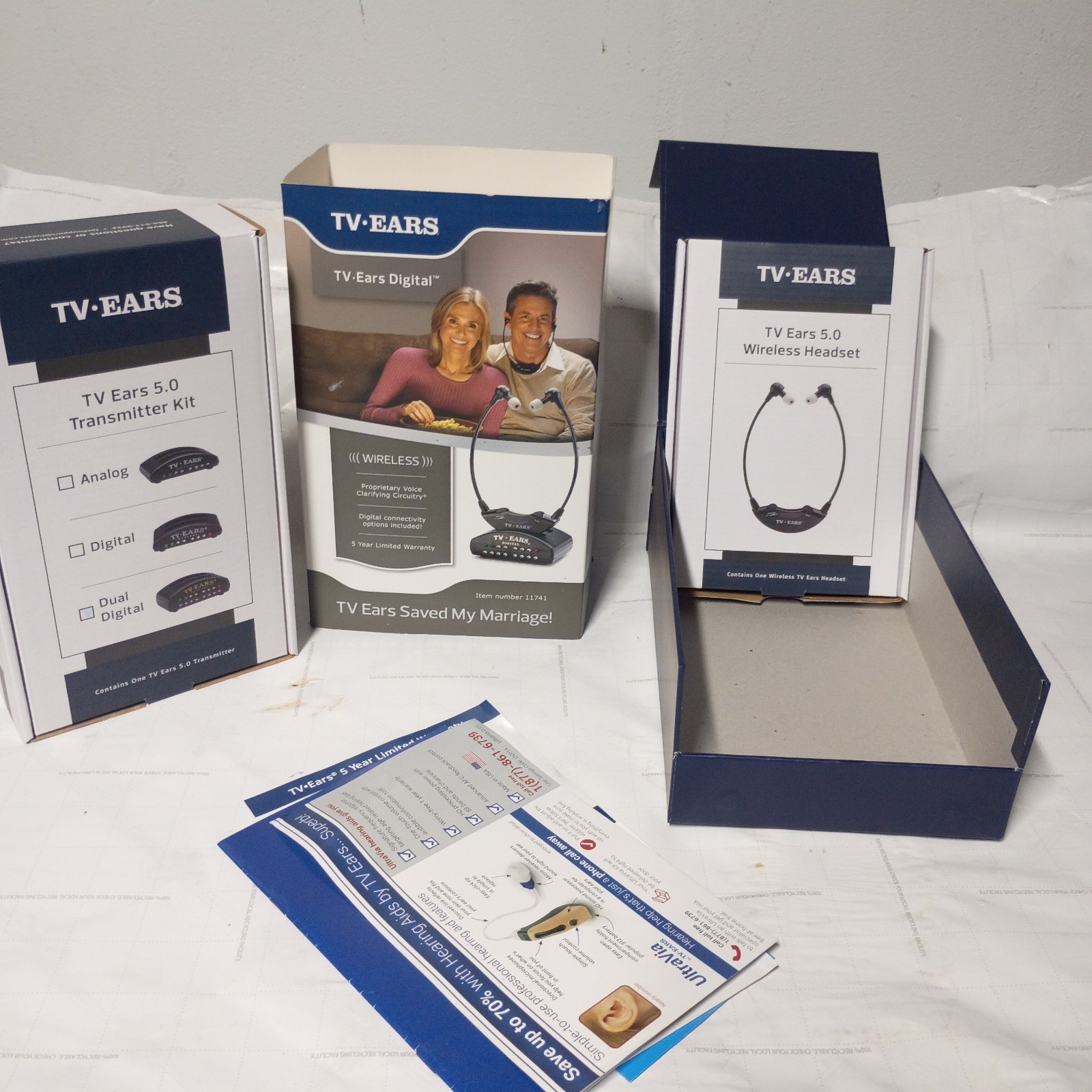 TV Ears Digital Wireless Voice Clarifying Headset- For PARTS ONLY Tested