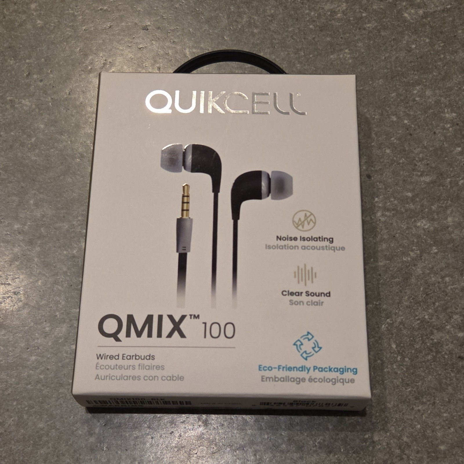 Quikcell QMIX 100 In-Ear Earbuds Black 3.5mm w/ Mic Remote, Noise Isol, 3.5ft