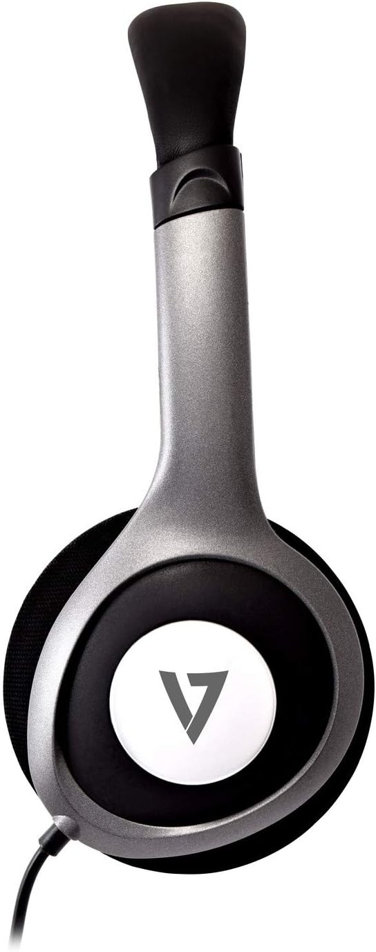 V7 HA520 Deluxe Stereo Headphones with Volume Control – Black & Grey Deluxe with