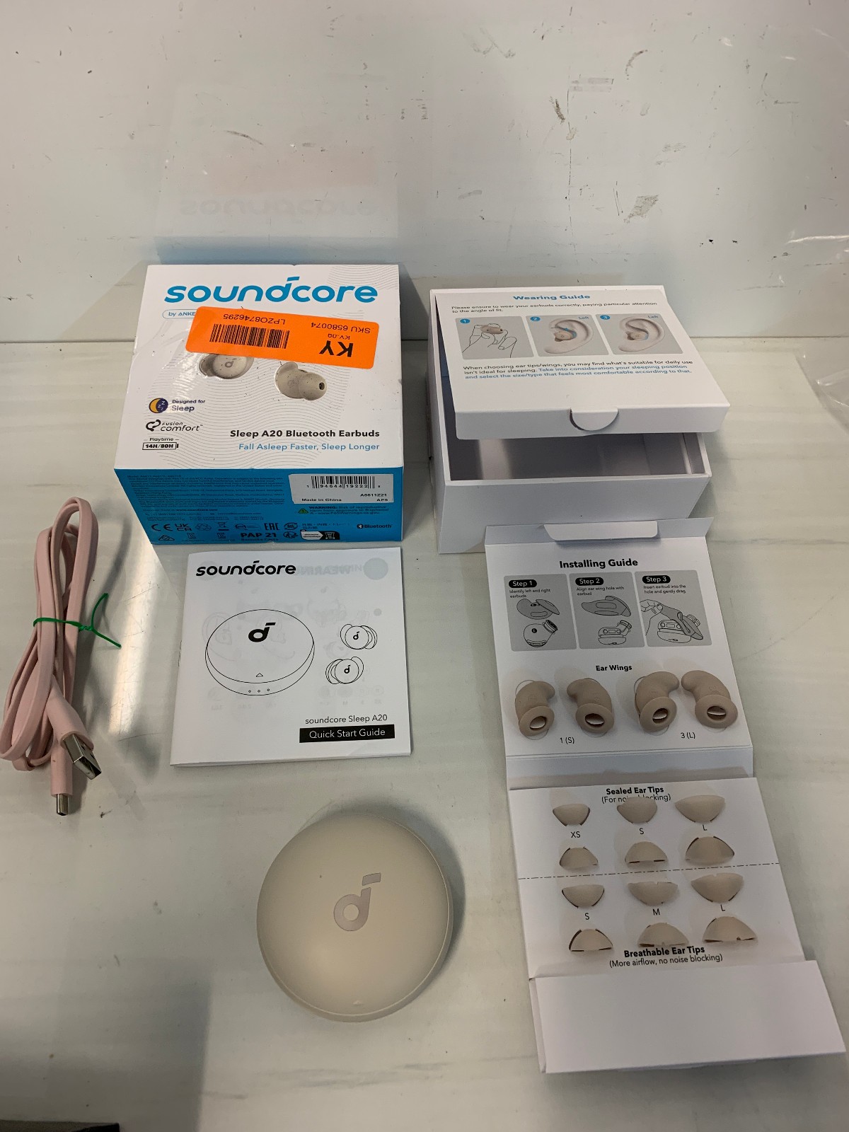 Soundcore by Anker Sleep A20 Bluetooth Wireless Earbuds – Beige