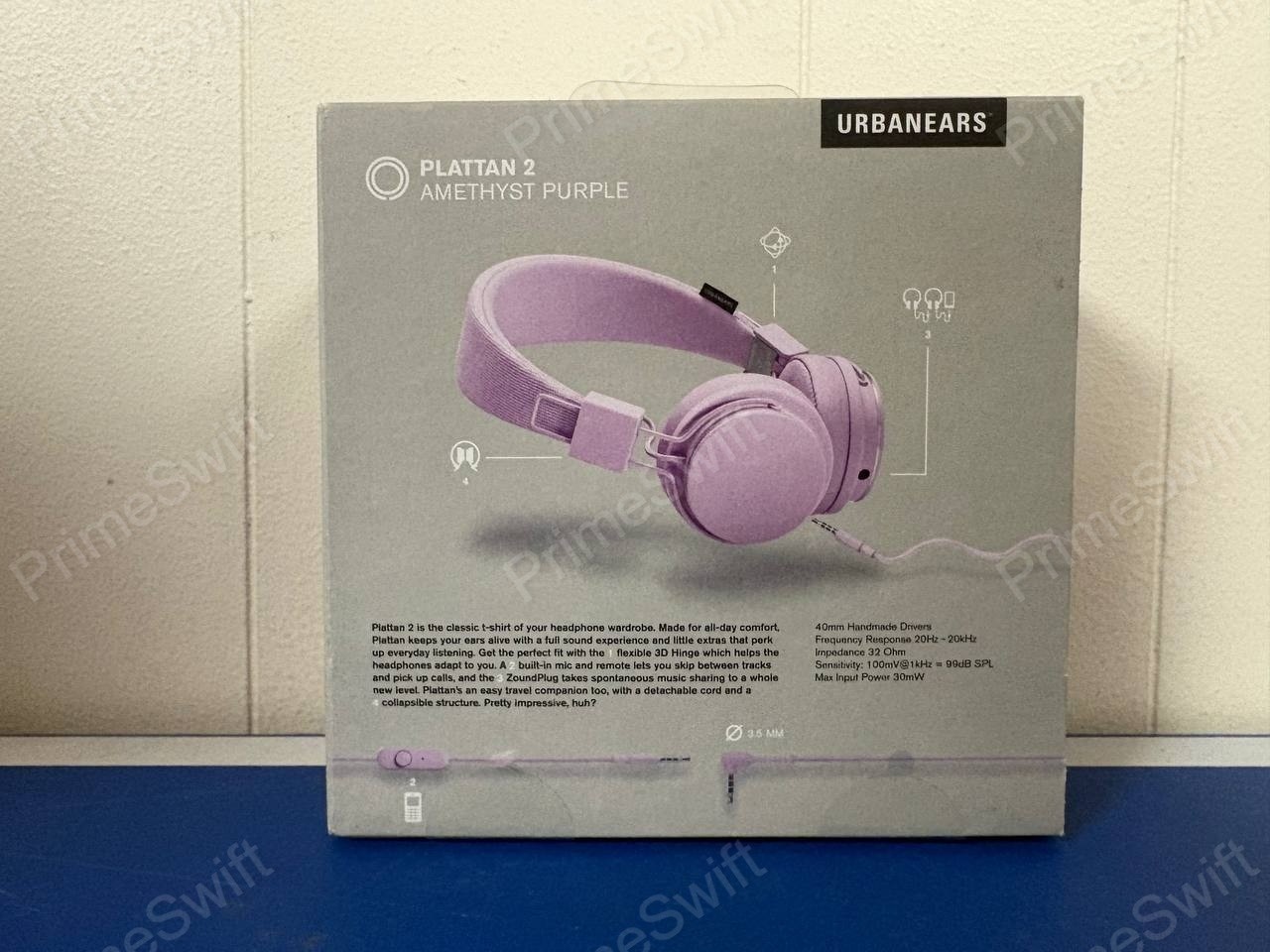 Urbanears Plattan 2 Wired On-Ear Headphones, 3.5mm Mic, Amethyst Purple – NEW
