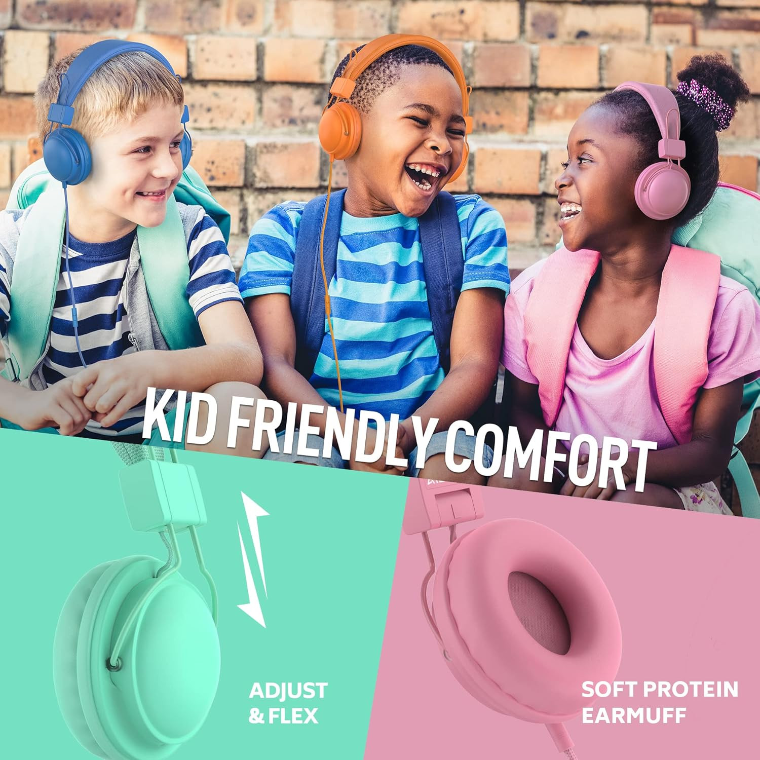 Bulk Kids Headphones 10-Pack – On-Ear Wired with Mic, Volume Limited, Multicolor