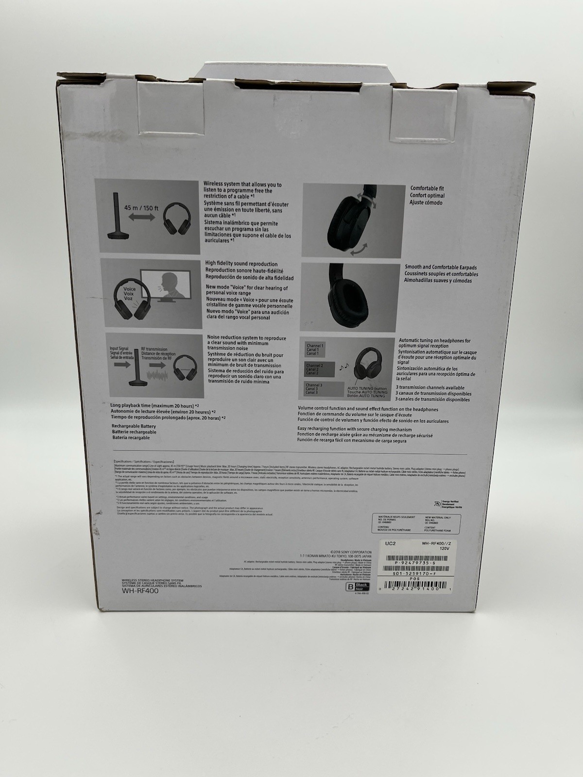 Sony WH-RF400 RF Wireless Home Theater Headphones Open Box Never Used