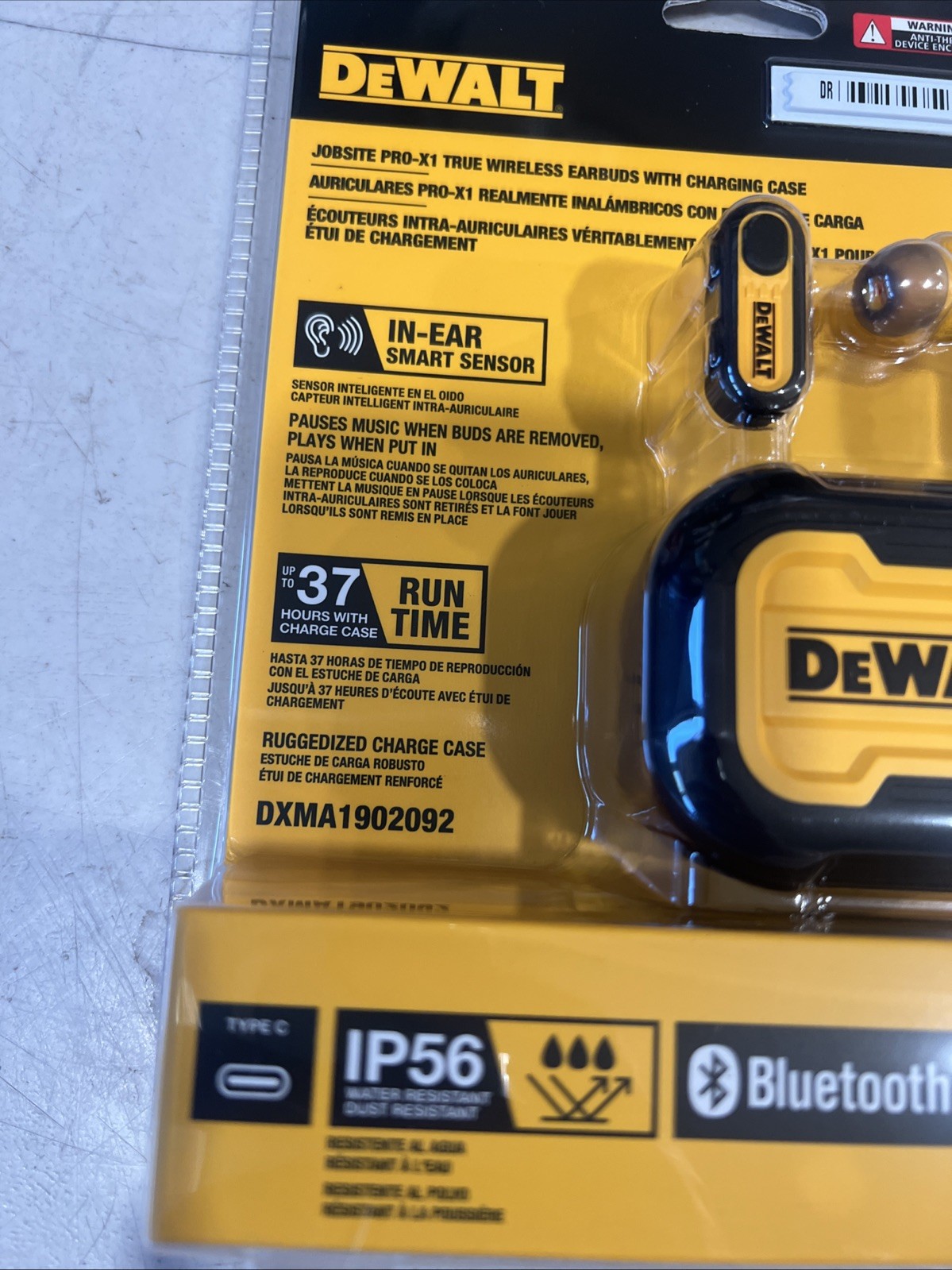 DEWALT DXMA1902092 Pro-X1 Jobsite Bluetooth Earbuds – Black/Yellow NEW