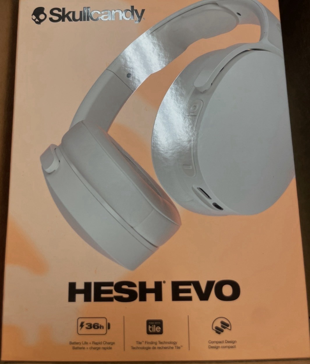 NEW Skull Candy Headphones Hesh Evo – Bone Orange Glow S6HVW Headphones