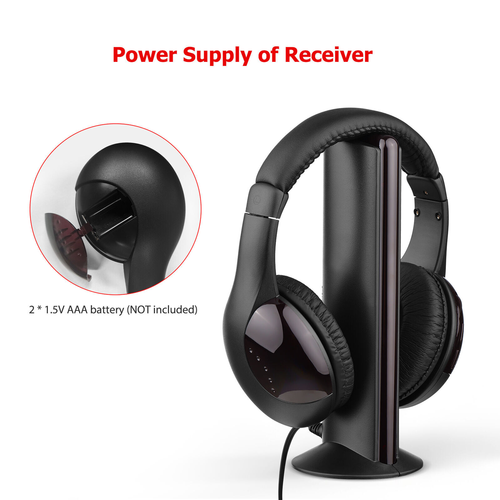 5 in 1 Wireless Cordless Headphones Headset with Mic for TV Watching Radio J4E3