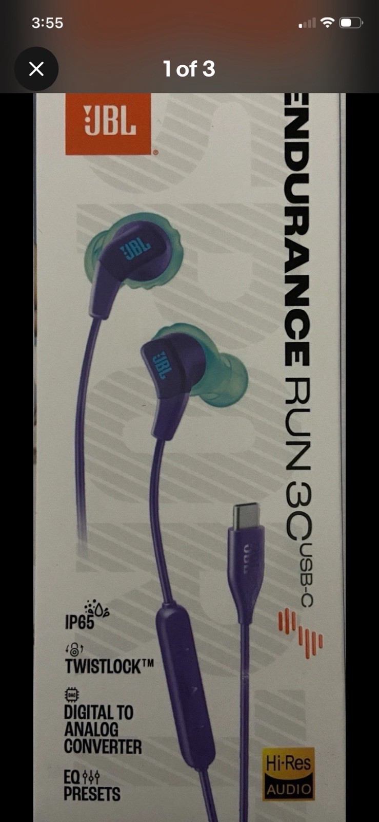 JBL Endurance Run 3C USBC Wire Handset (purple/blue)