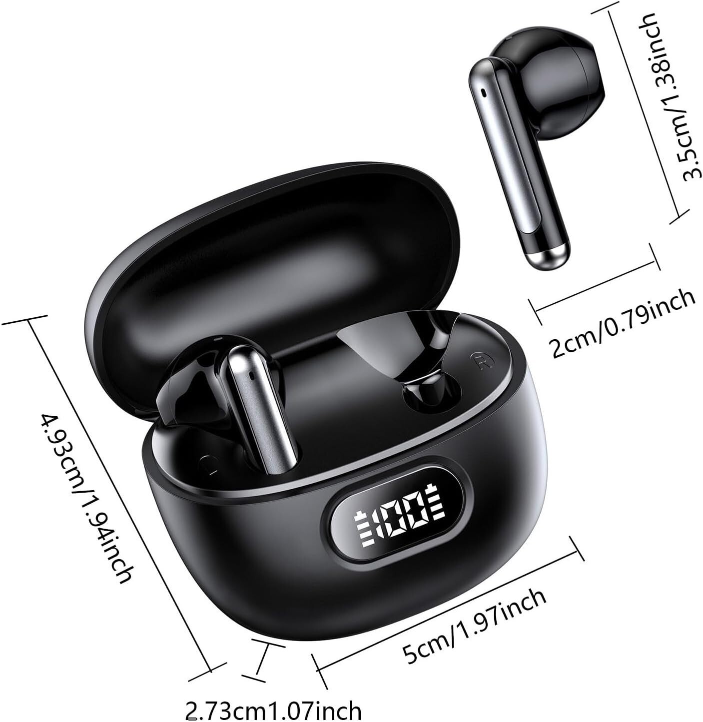 Wireless Earbuds Bluetooth 5.3 Headphone Headset Hi-Fi Stereo Noise Cancellation