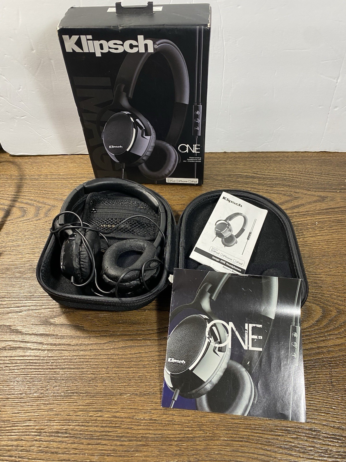 *DISTRESSED* Klipsch One On Ear Stereo Headphones Mic 3 Button Remote Image One