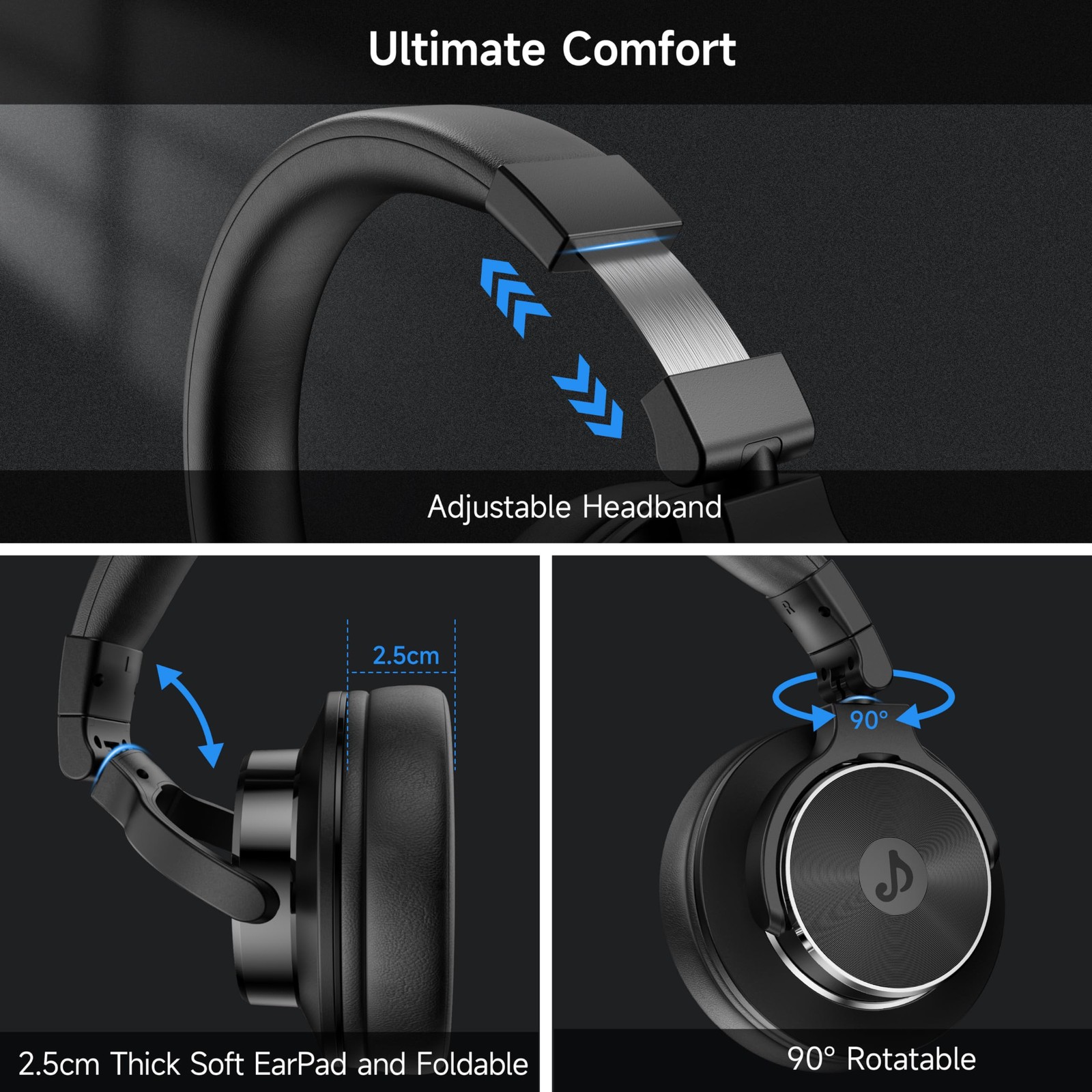 Auriculares de Diadema Profesionales Para DJ Audífonos Estudio Monitor Estéreo