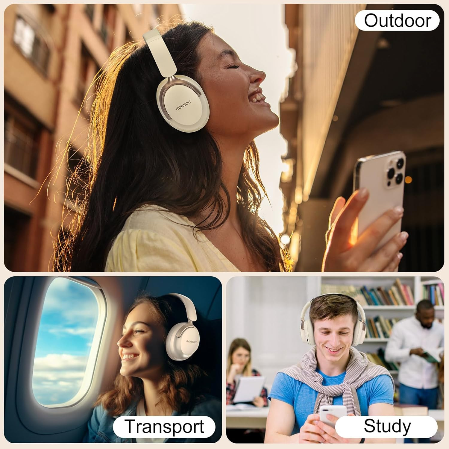 B8 Bluetooth Headphones over Ear, 6 EQ Music Modes and 50H Playtime Deep Bass Wi