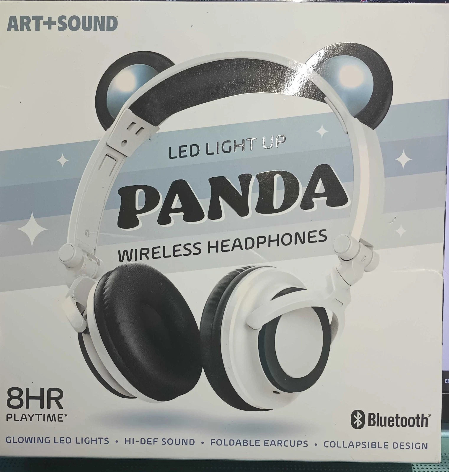 ART+SOUND LED Light Up Panda Bluetooth Wireless / Wired Headphones