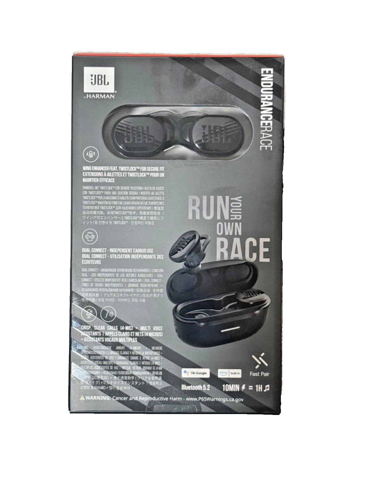 JBL Endurance Race True Wireless Sport Earbuds Waterproof Black NEW