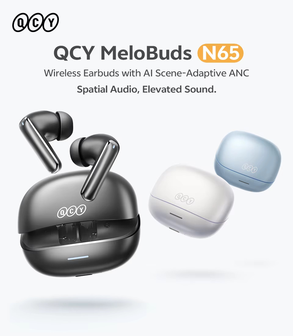 QCY HT21 Wireless Earphones Melobuds N65 -60dB AI Adaptive ANC Earbuds Bluetooth