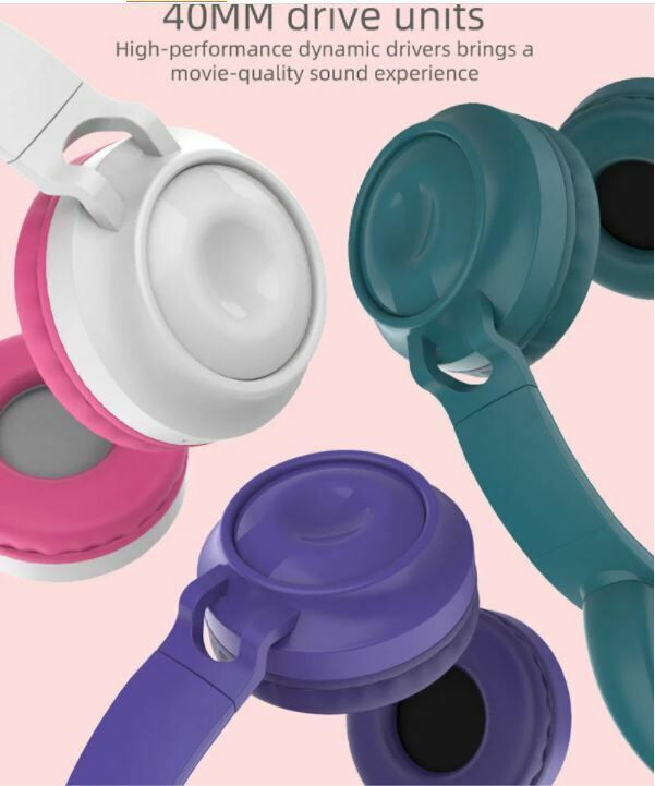 Bluetooth Wireless Cat Ear Headsets LED w/Mic Headphones For Kids Girls