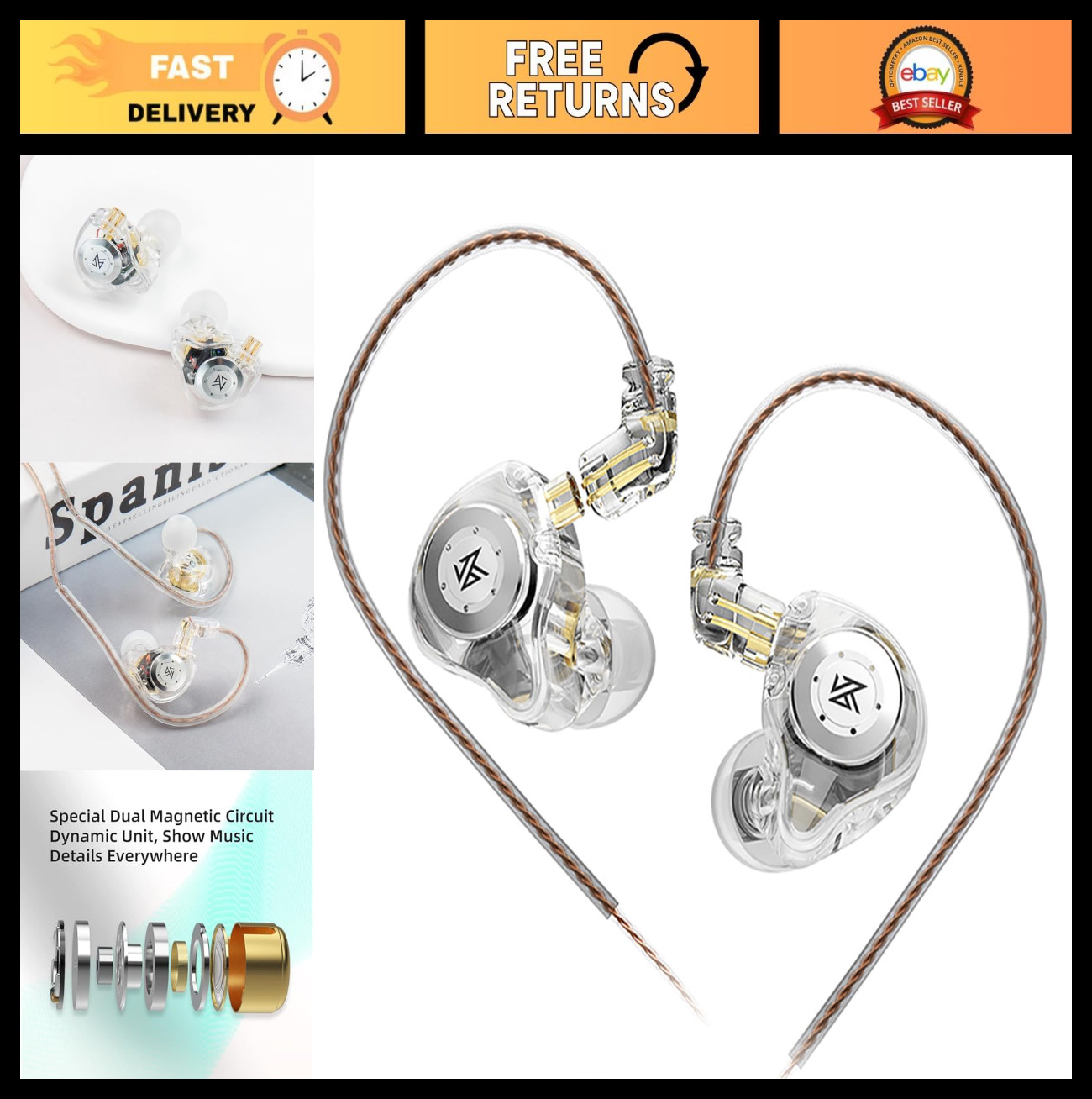 HiFi Dual Driver In-Ear Monitor Headphones – Wired Noise Cancelling Gaming Earbu