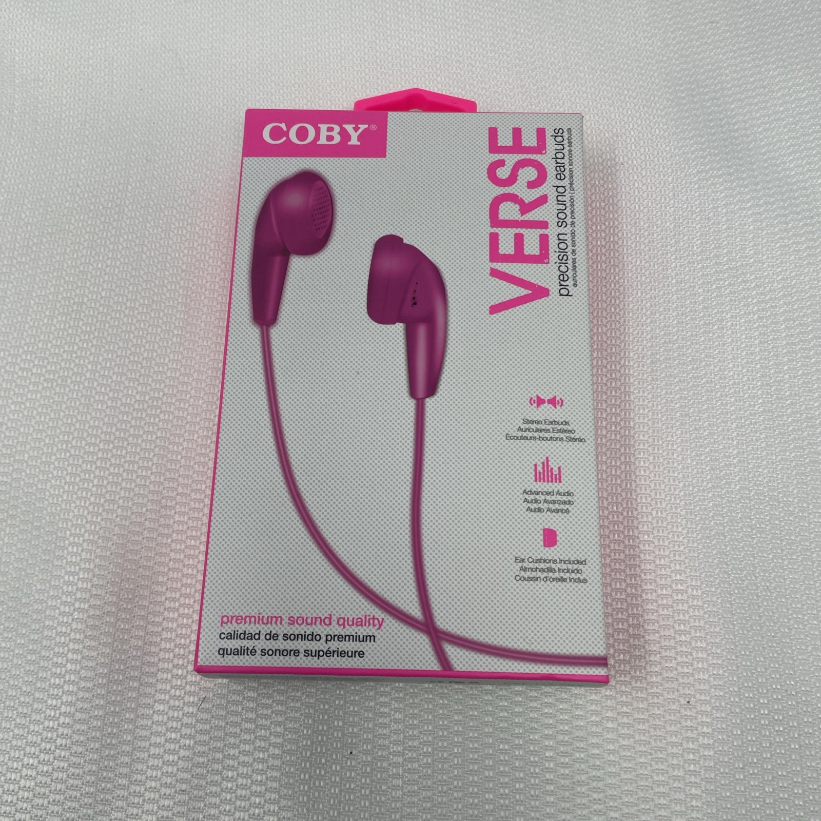 Pink Coby Verse Stereo Earbuds – Wired Headphones for Phone/MP3/iPod/iPad New