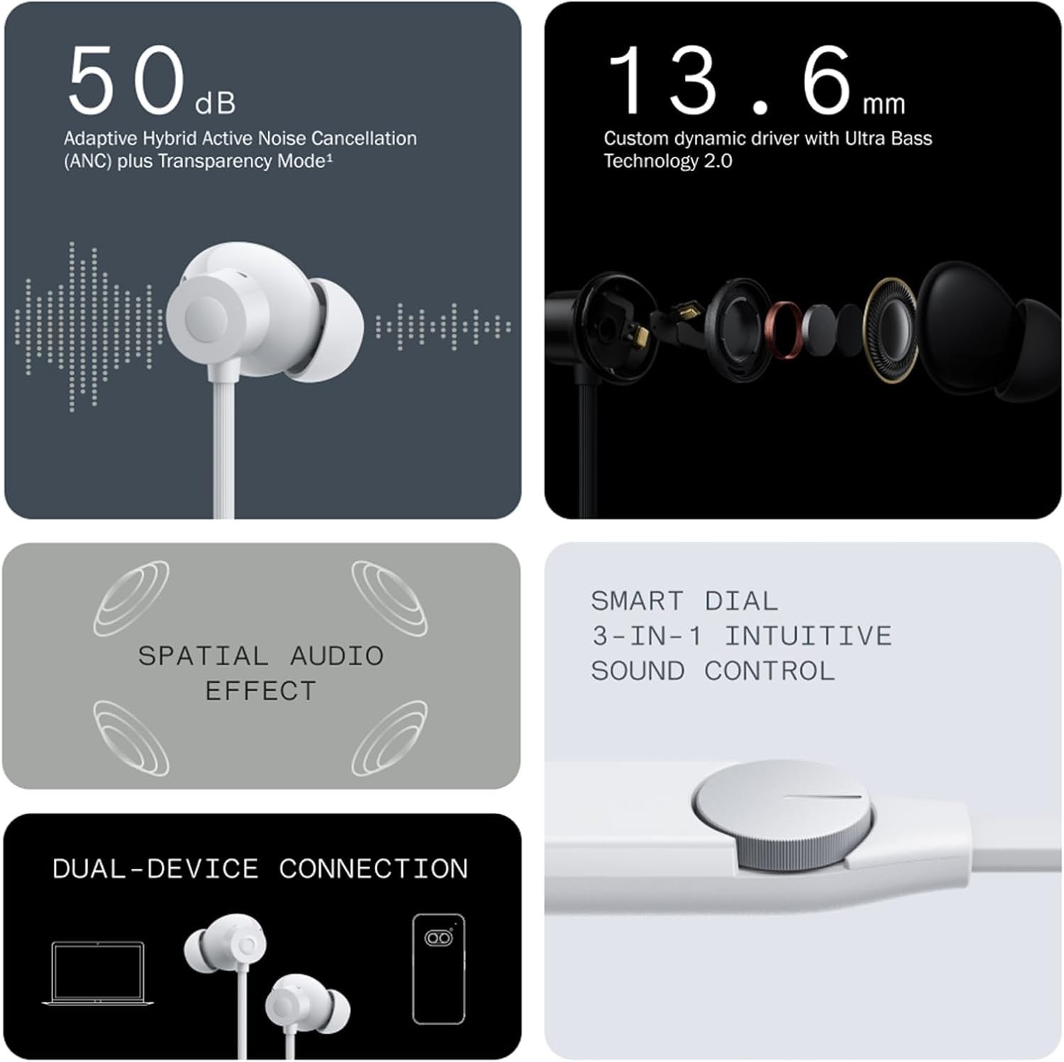 CMF Neckband Pro Bluetooth Headphones，50dB Hybrid Active Noise Cancelling Earbud