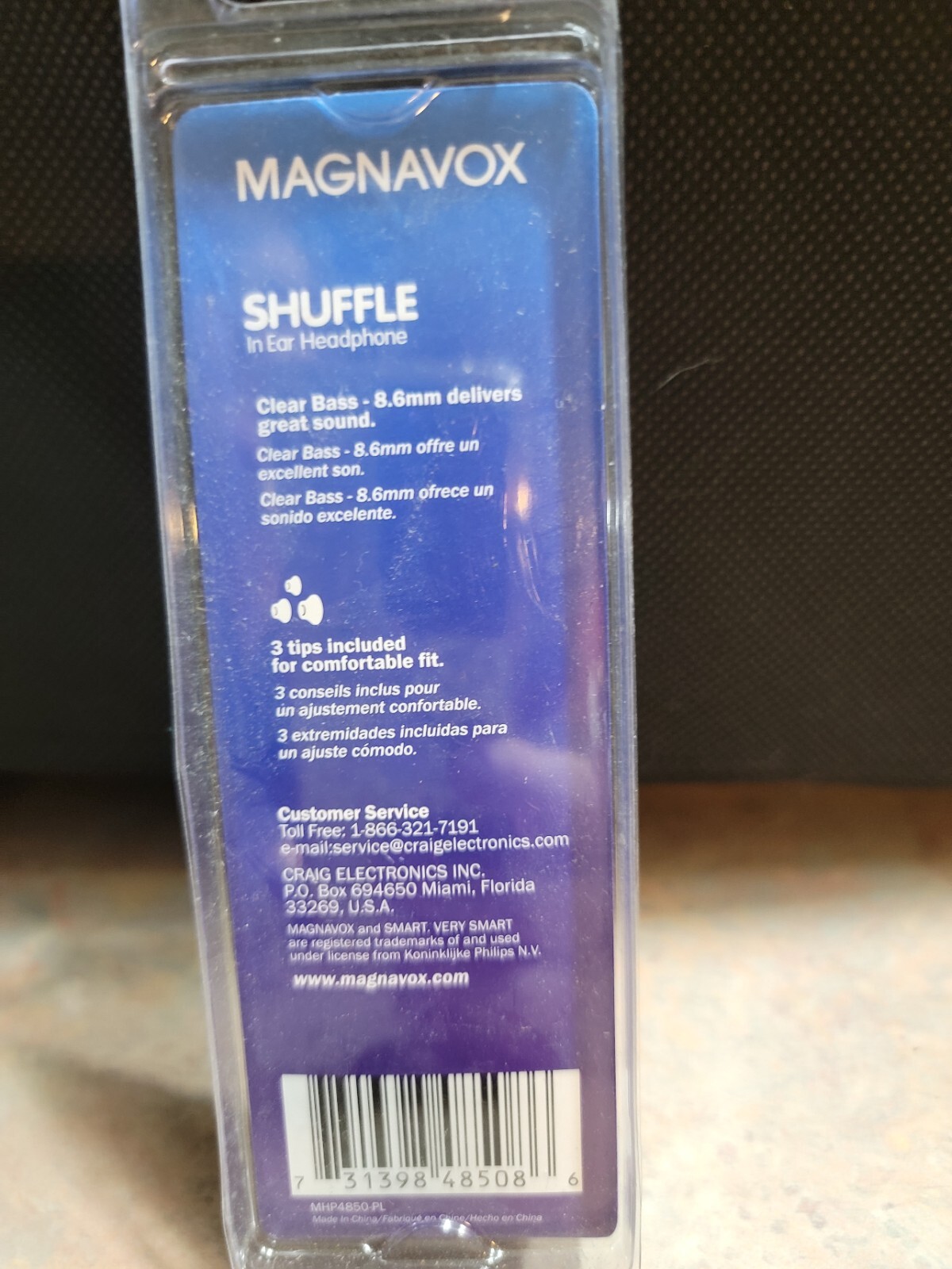 Magnavox Shuffle In Ear Headphones Clear Bass 8.6mm Great Sound Purple Earbuds