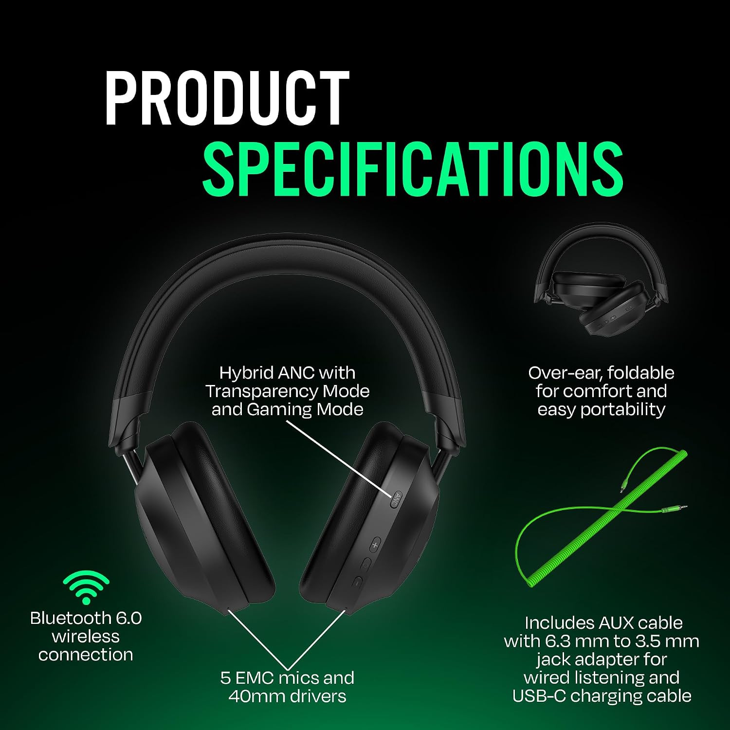 The Next Sound by Tiësto Noise Cancelling Headphones Wireless Bluetooth, MX41H o