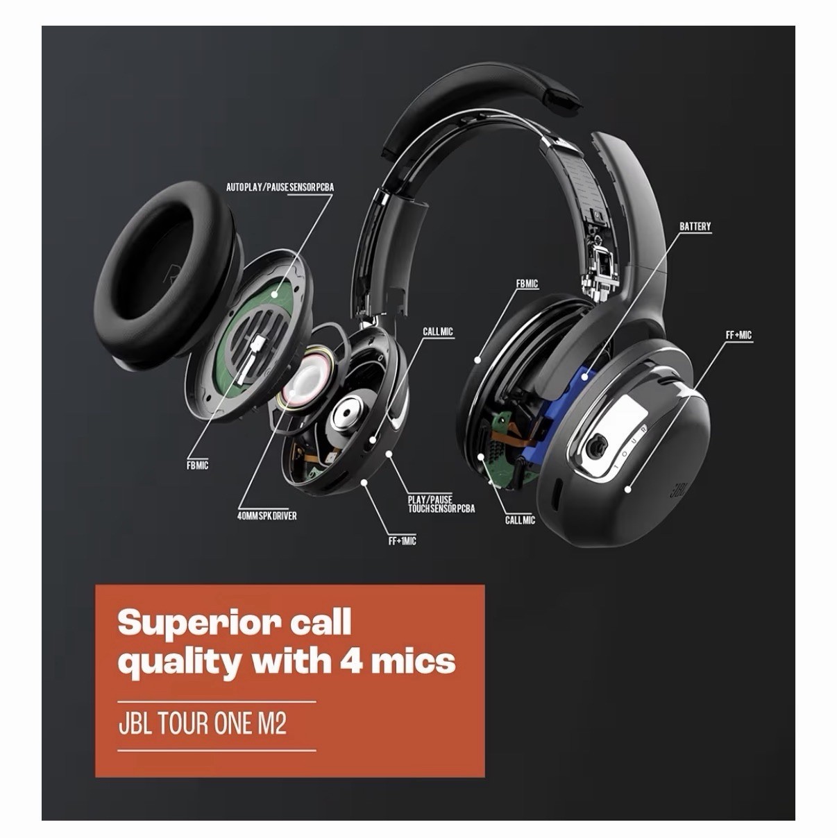 JBL Tour One M2 Wireless Over-Ear Headphones – Black