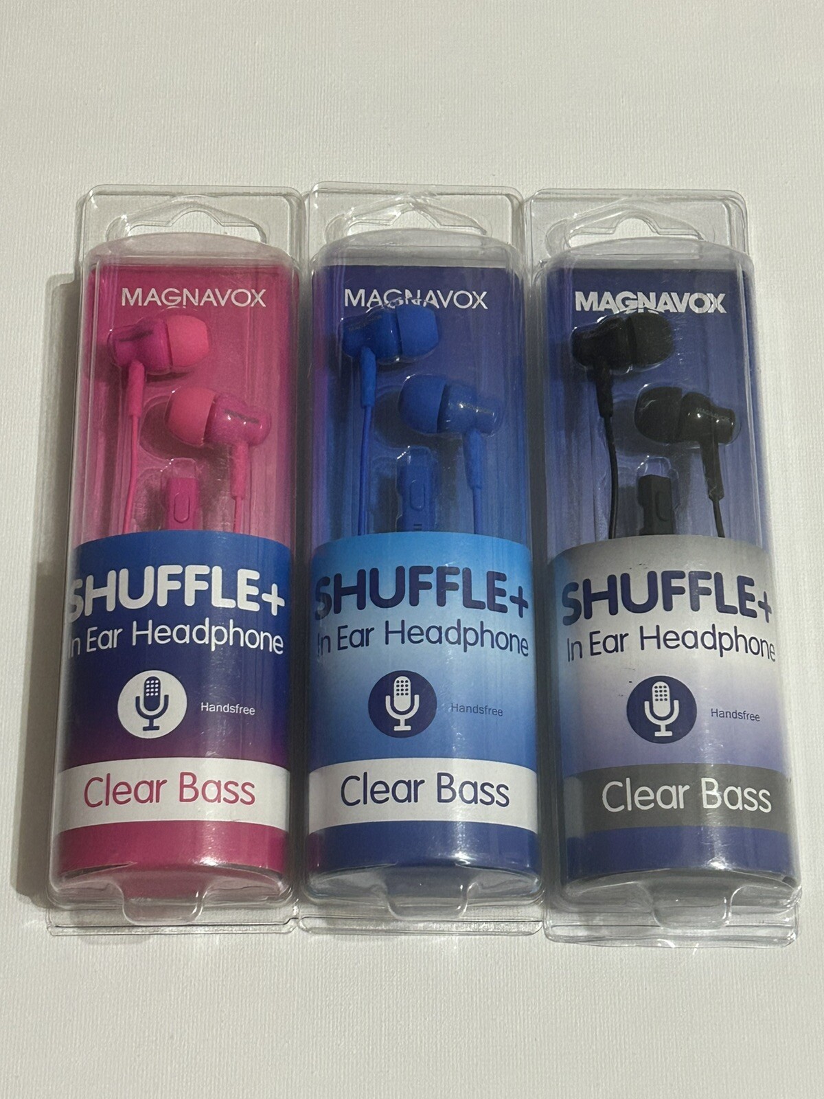 (3) Magnavox Earbuds Shuffle In Ear Headphone Clear Bass Earphones New