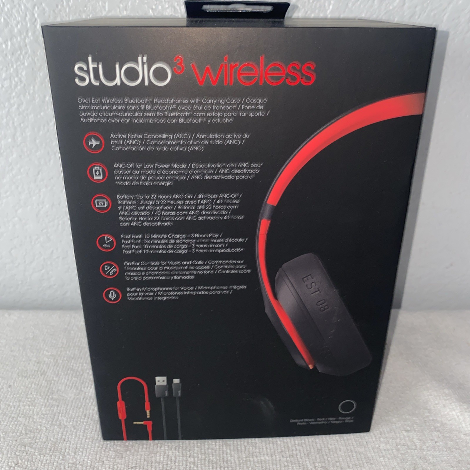 BEATS BY DR. DRE STUDIO 3 WIRELESS OVER-EAR HEADPHONES (DEFIANT BLACK / RED)