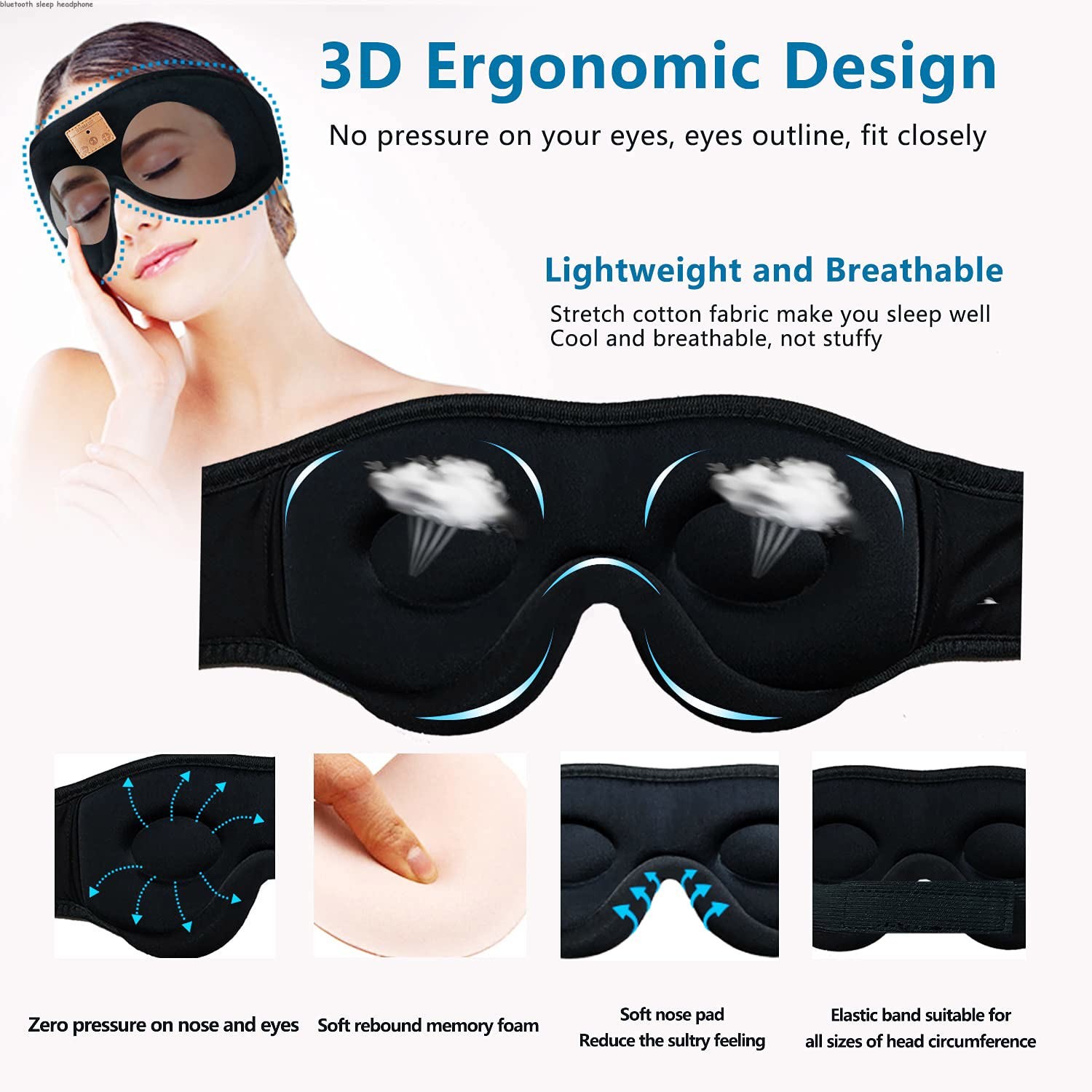 Bluetooth Headband Sleep Mask Headphones,Sleep Headphones Eye Mask Headphone