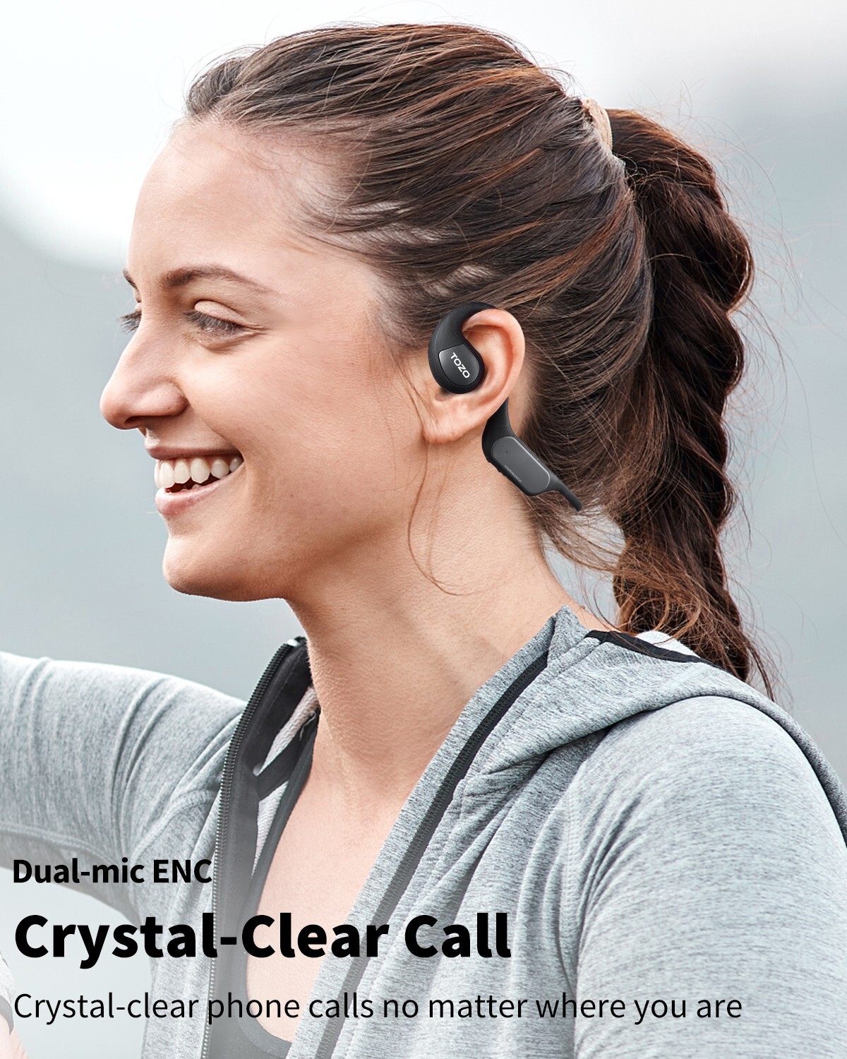 TOZO OpenReal Bluetooth 5.3 Open Ear Sport Headphones Air Conduction Earbuds