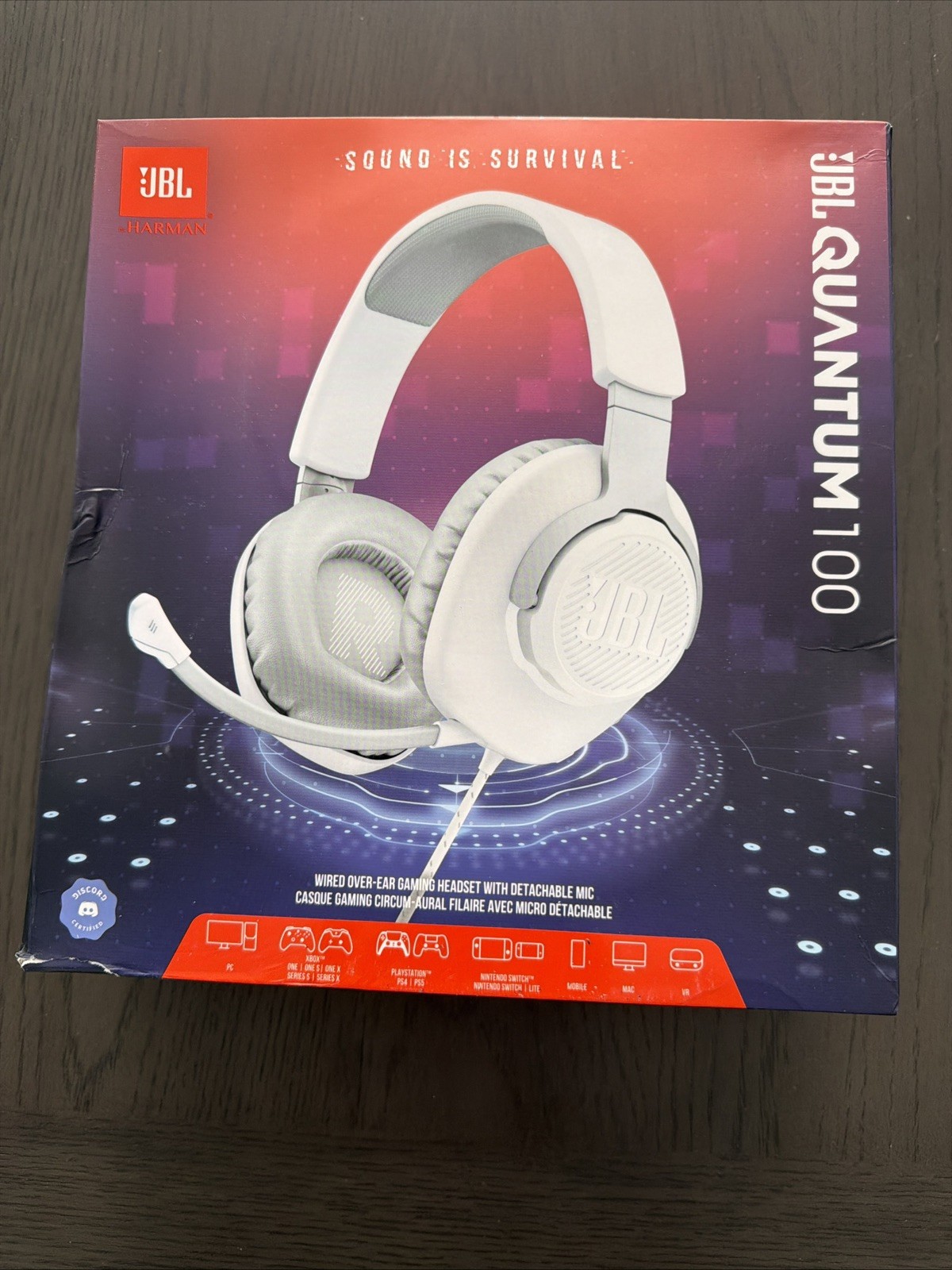 JBL Quantum 100 Wired Gaming Headset Headphones With Detachable Voice Microphone